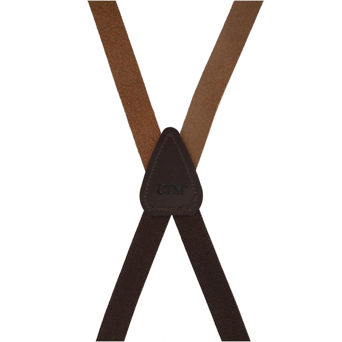 CTM® Men's Smooth Leather Slim Width Suspenders w Metal Swivel Hook Ends - Brown
