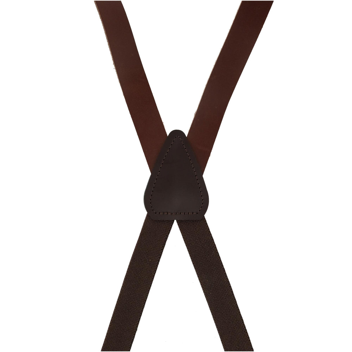 CTM® Men's Smooth Leather Slim Width Suspenders w Metal Swivel Hook Ends - Brown