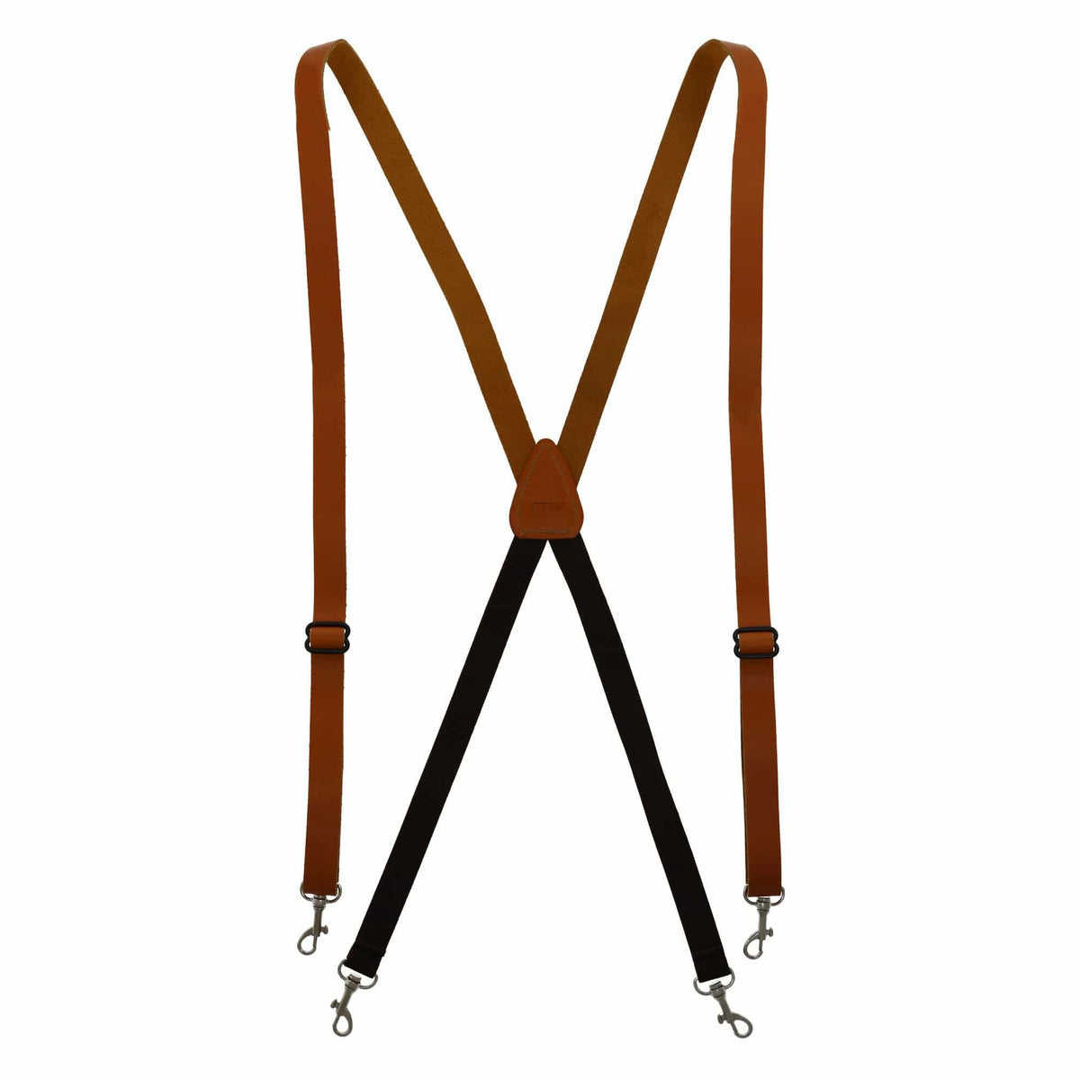CTM® Men's Smooth Leather Slim Width Suspenders w Metal Swivel Hook Ends