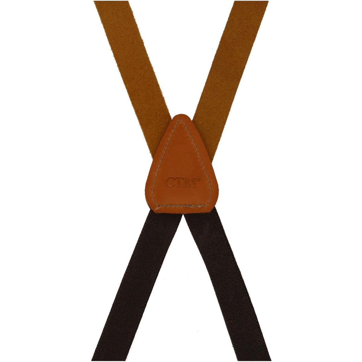 CTM® Men's Smooth Leather Slim Width Suspenders w Metal Swivel Hook Ends - Tan