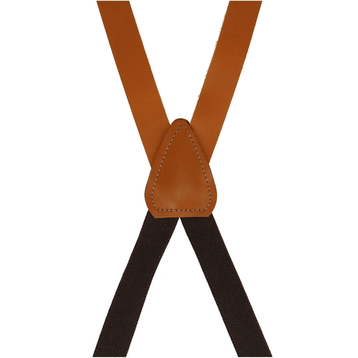 CTM® Men's Smooth Leather Slim Width Suspenders w Metal Swivel Hook Ends - Tan