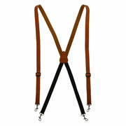 Men's Smooth Leather Slim Width Suspenders w Metal Swivel Hook Ends