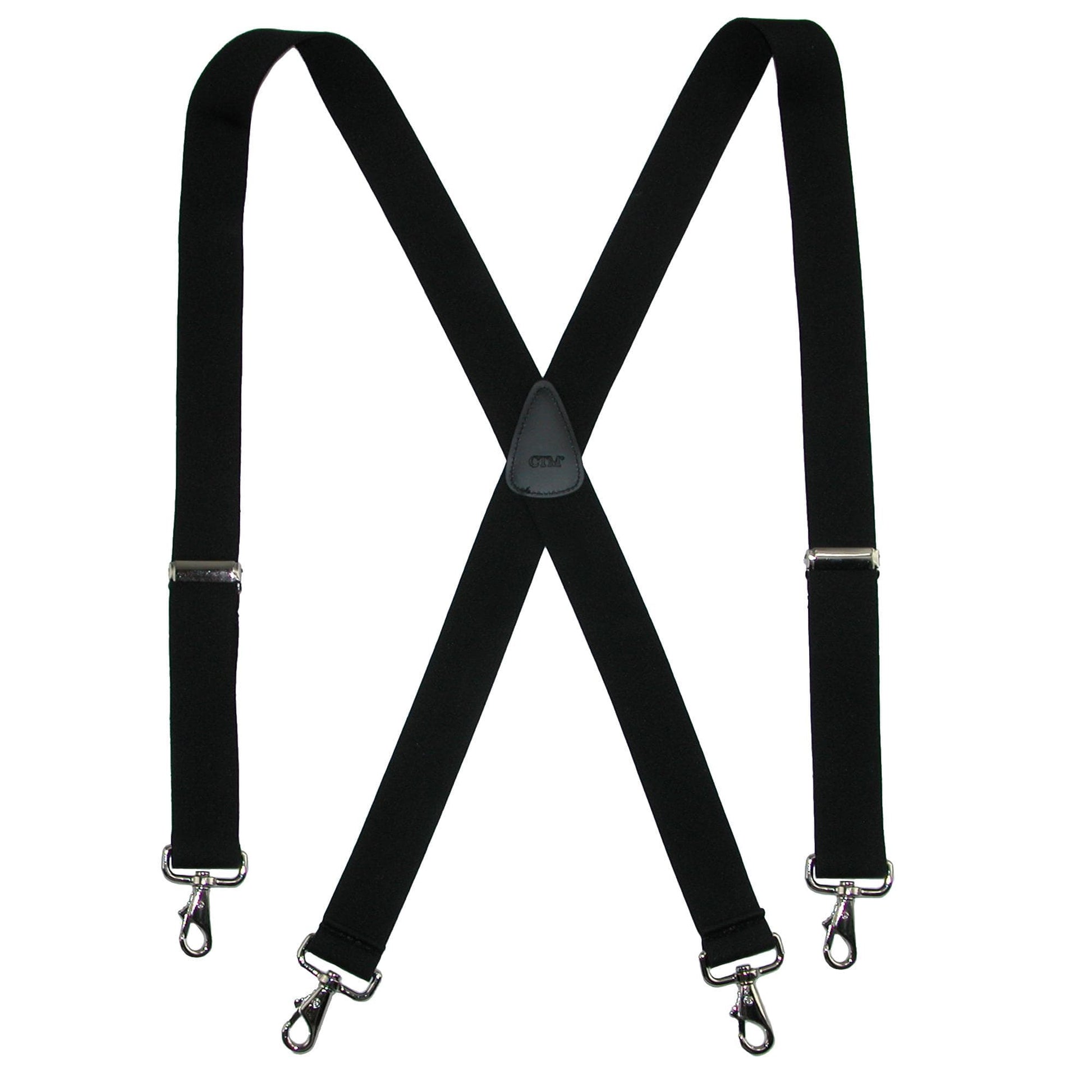 CTM® Men's Big & Tall Elastic Solid X-Back Suspender with Swivel Hook Ends - Black