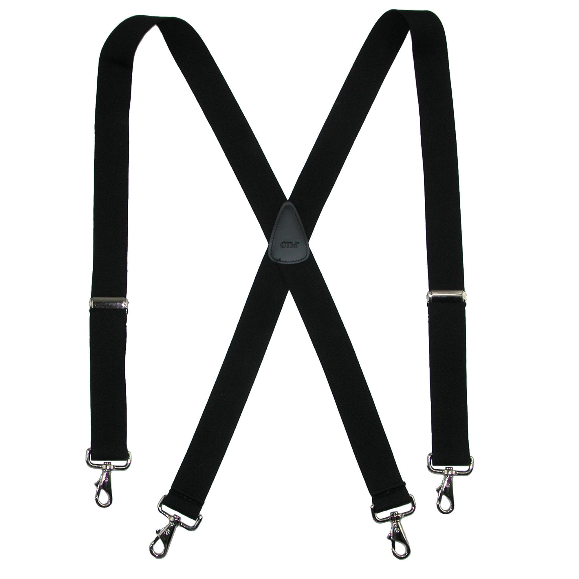 CTM® Men's Big & Tall Elastic Solid X-Back Suspender with Swivel Hook Ends - Black