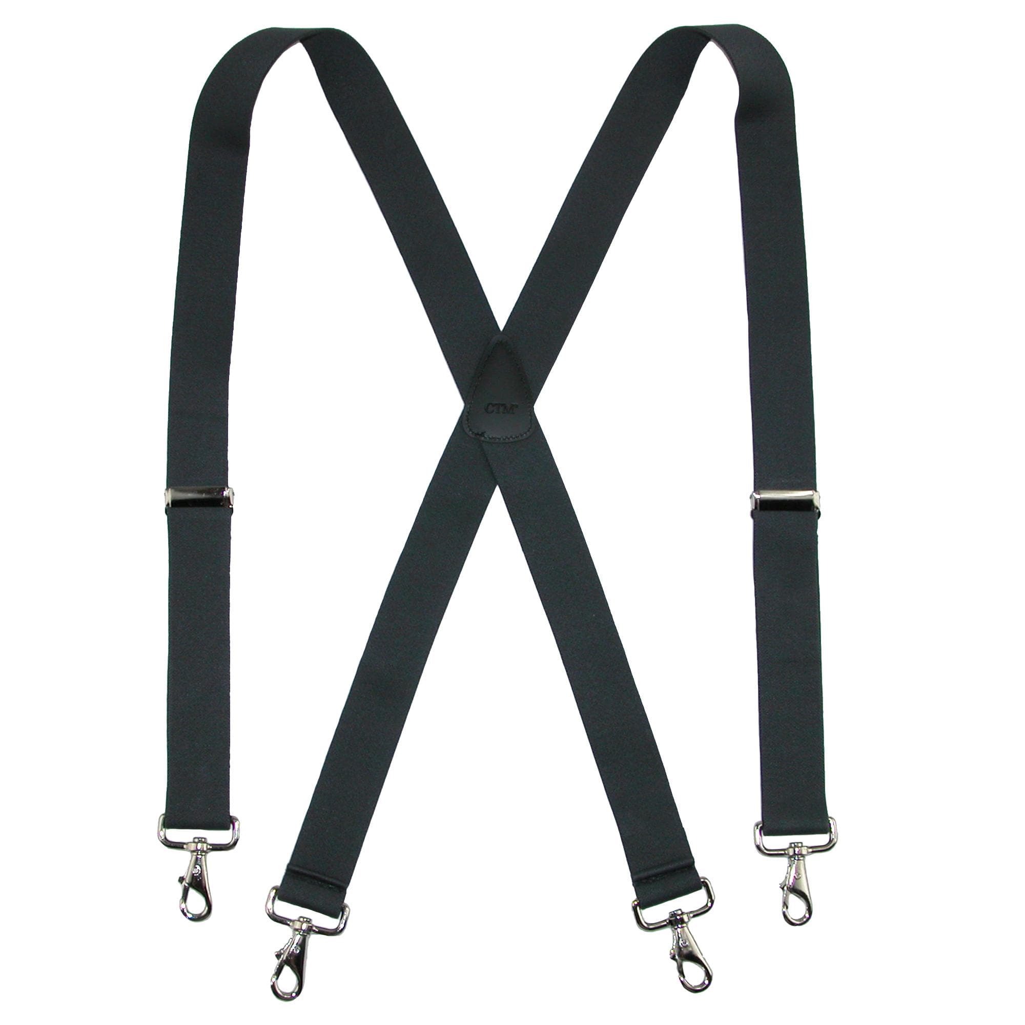 CTM® Men's Big & Tall Elastic Solid X-Back Suspender with Swivel Hook Ends - Grey