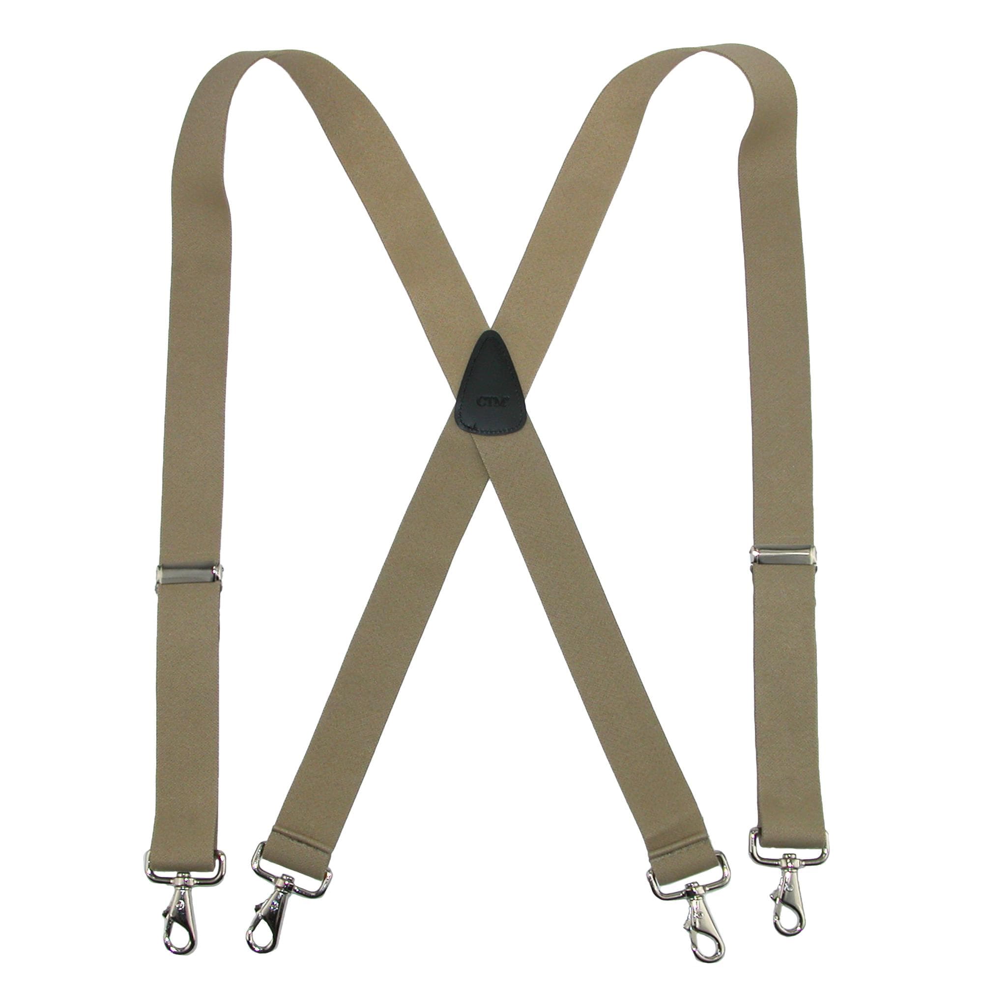 CTM® Men's Big & Tall Elastic Solid X-Back Suspender with Swivel Hook Ends - Khaki