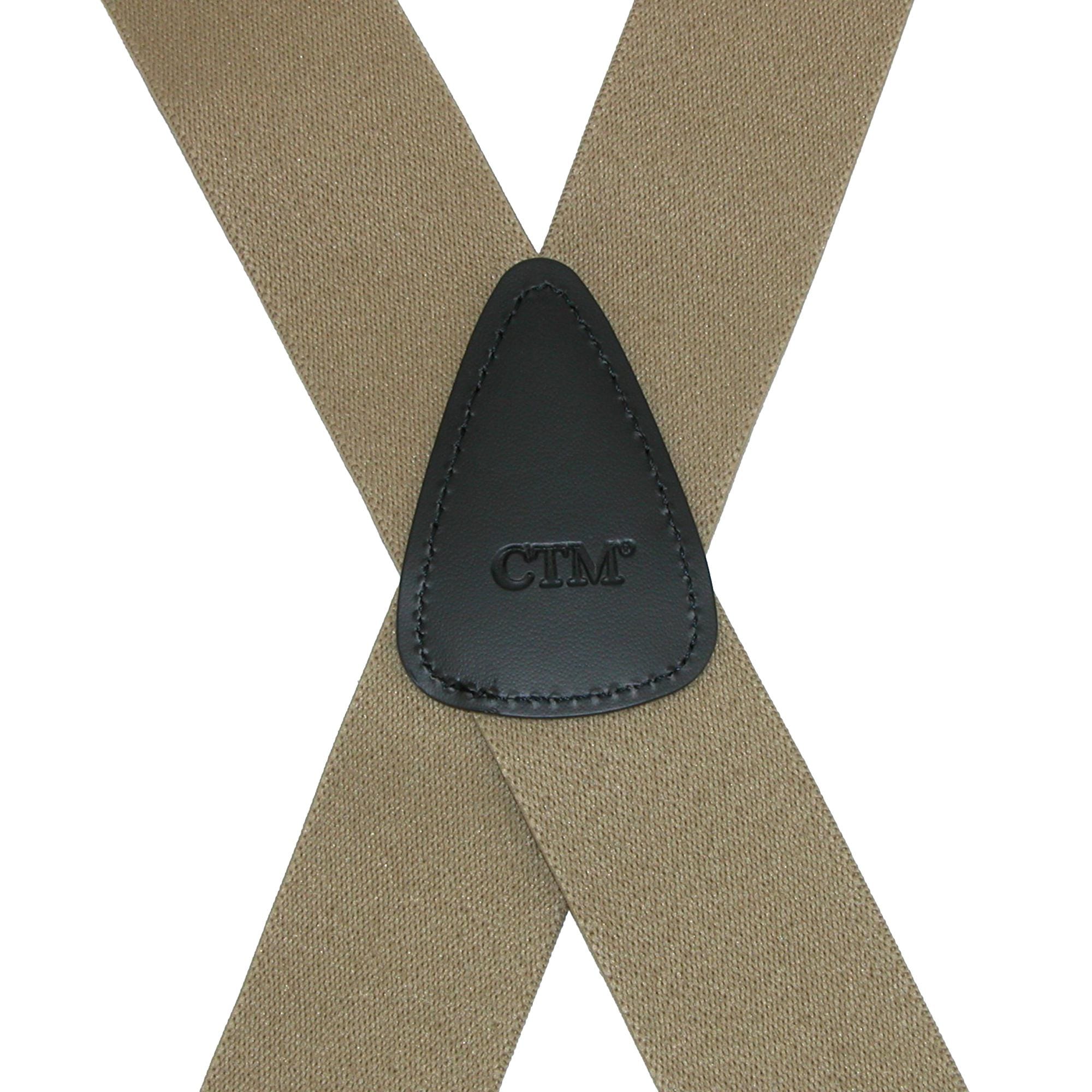 CTM® Men's Big & Tall Elastic Solid X-Back Suspender with Swivel Hook Ends - Khaki