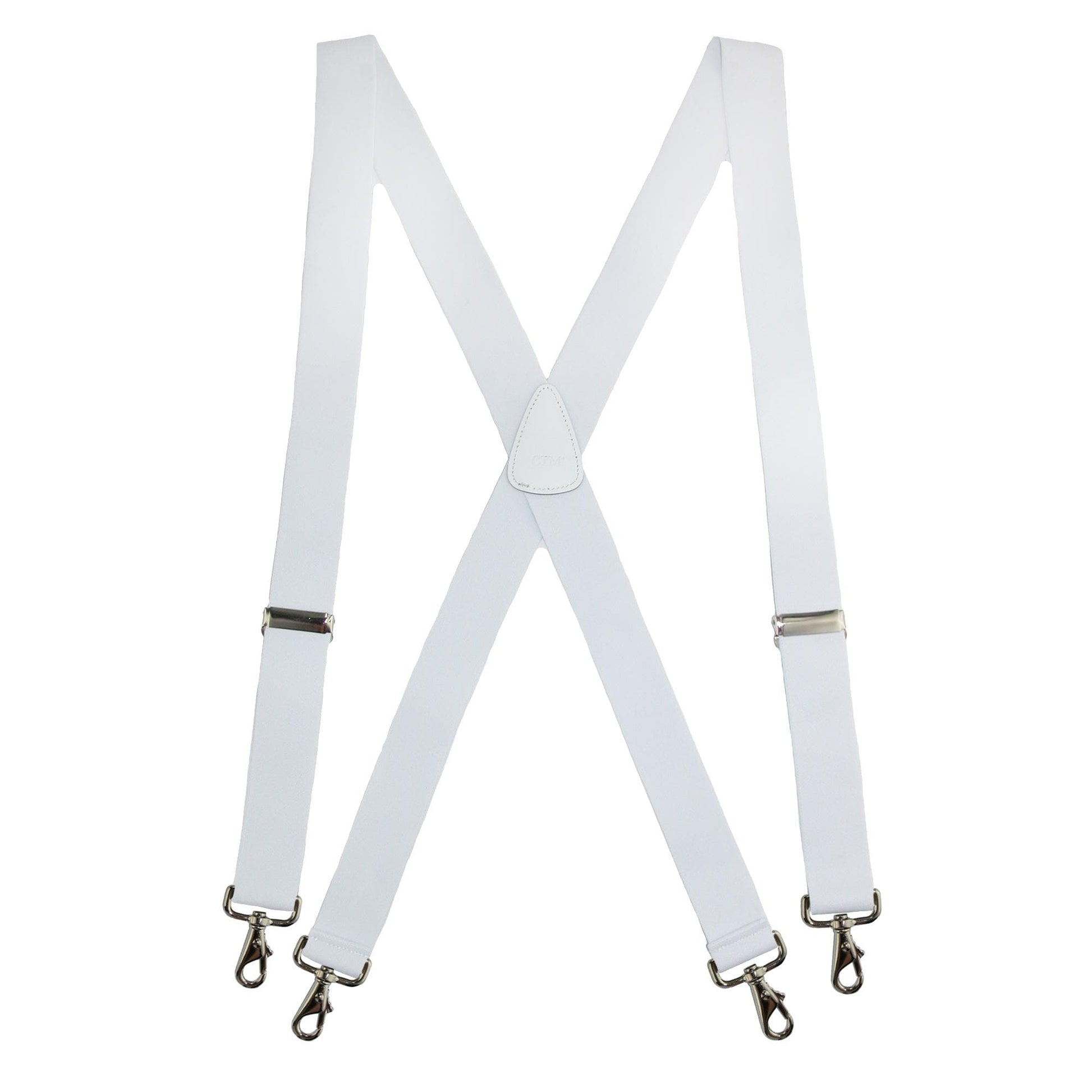 CTM® Men's Big & Tall Elastic Solid X-Back Suspender with Swivel Hook Ends - White