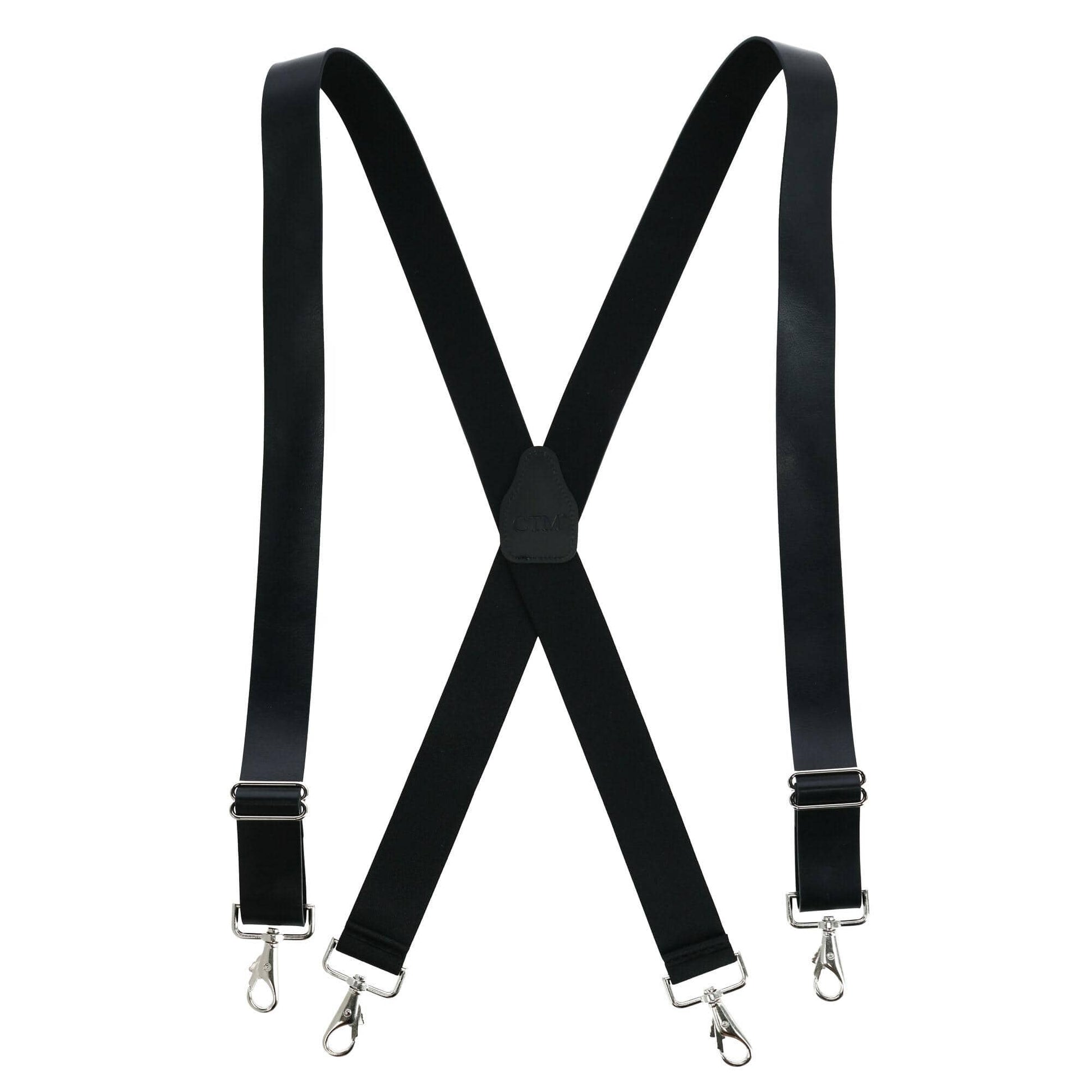 CTM® Men's Smooth Leather Wide Width Suspenders w Metal Swivel Hook Ends