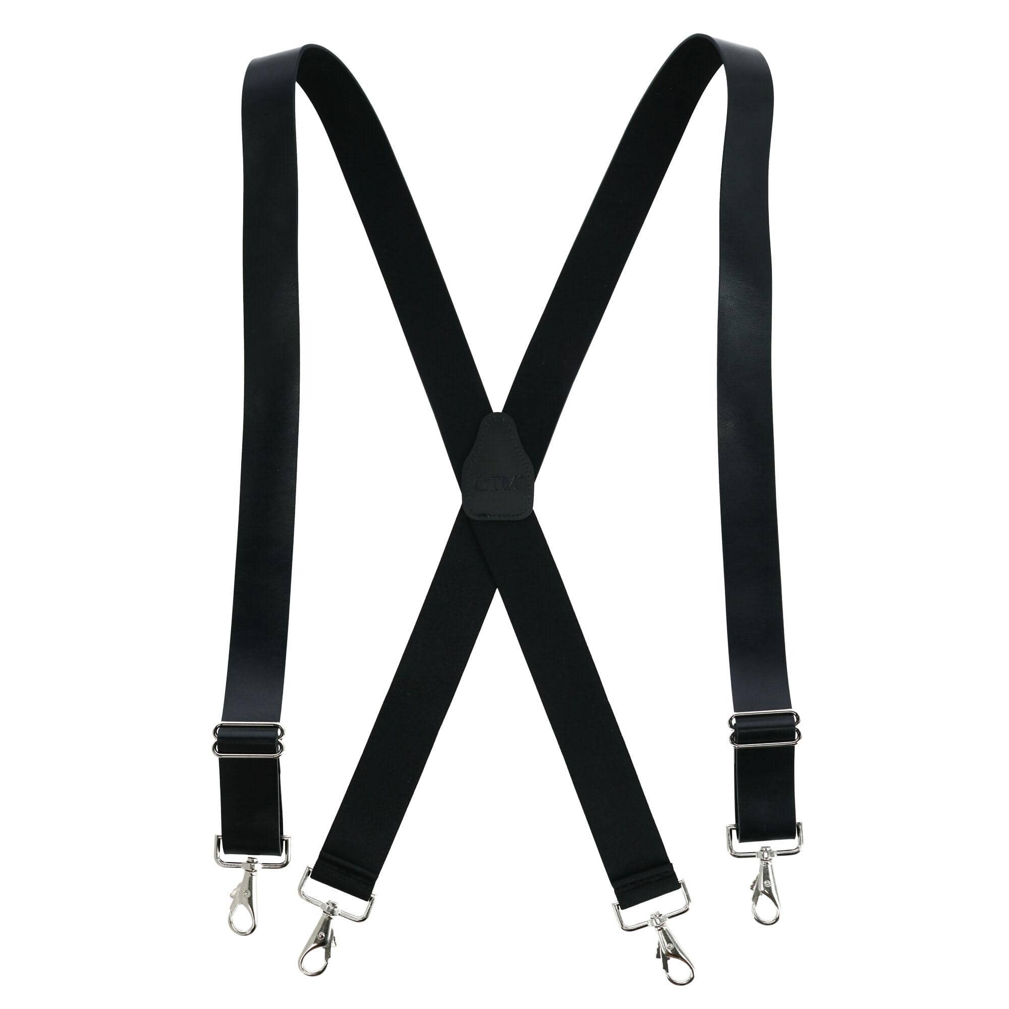CTM® Men's Smooth Leather Wide Width Suspenders w Metal Swivel Hook Ends