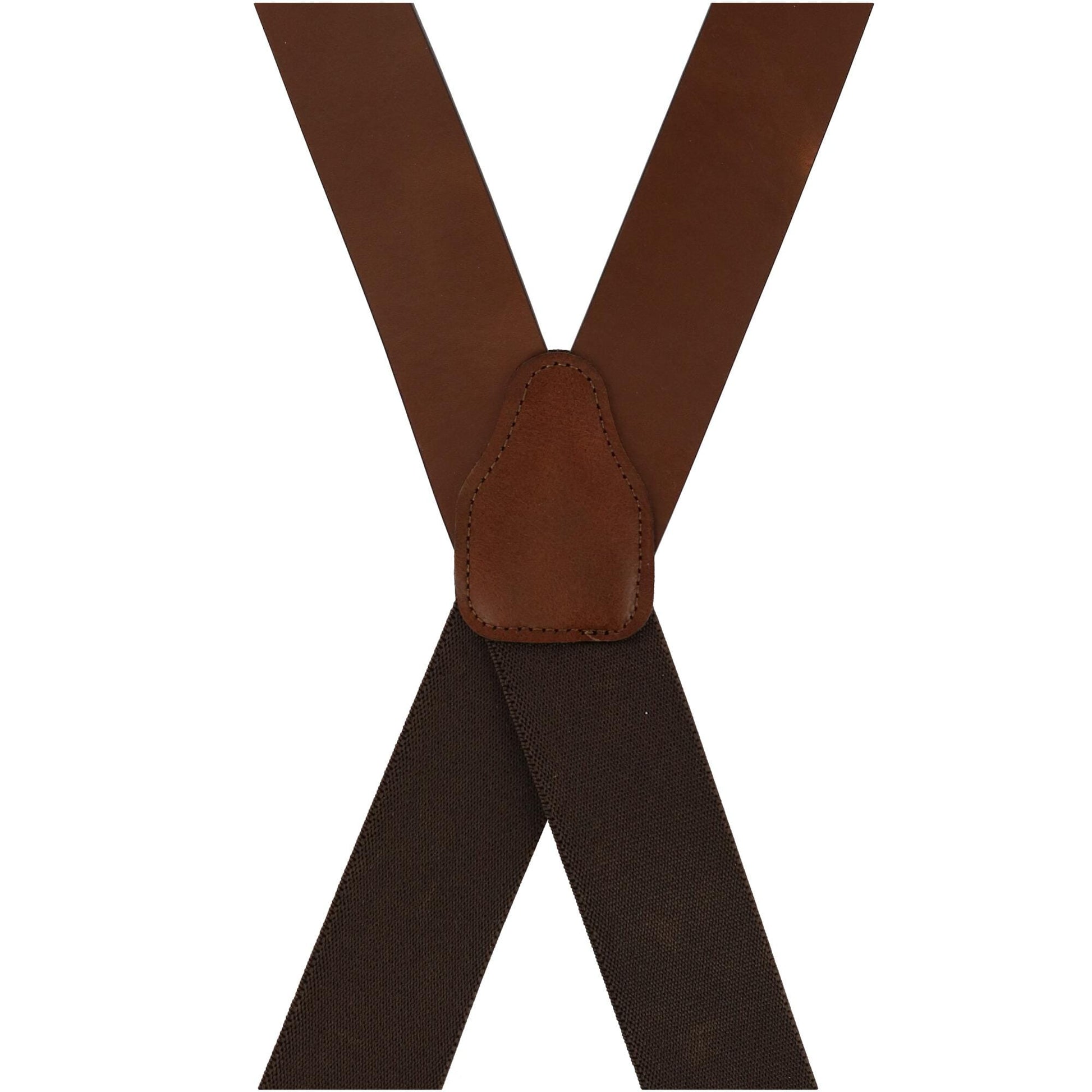 CTM® Men's Smooth Leather Wide Width Suspenders w Metal Swivel Hook Ends - Brown
