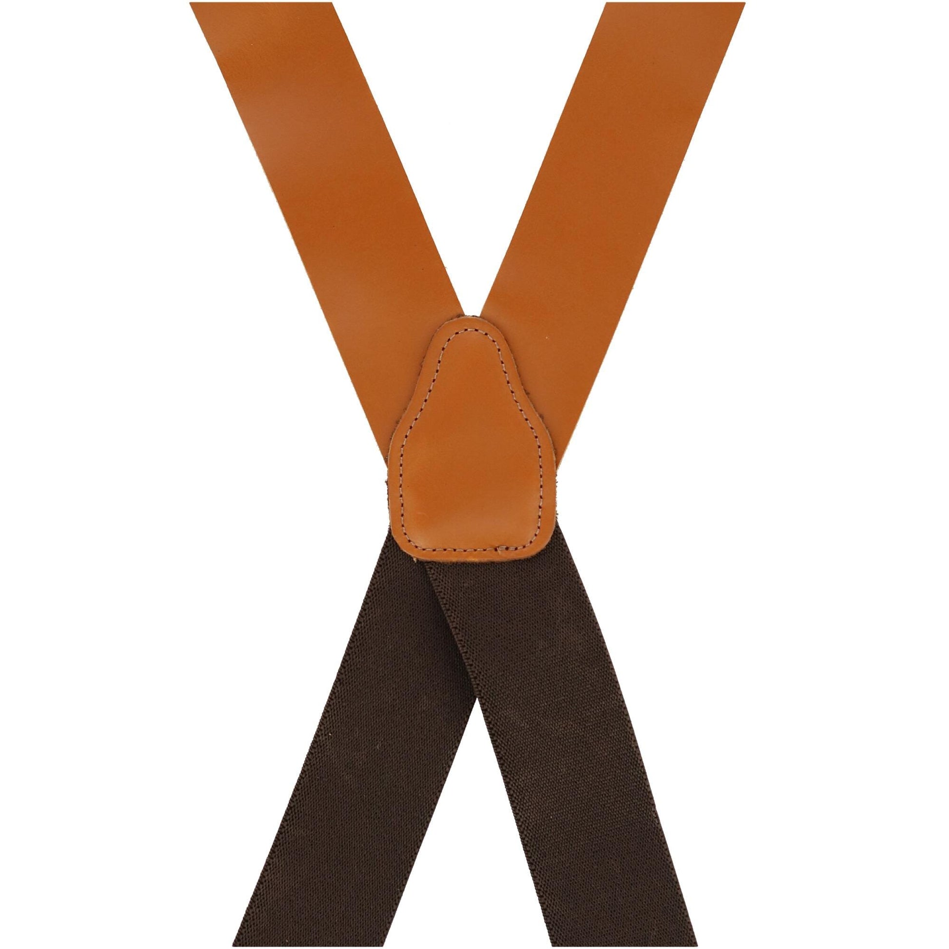 CTM® Men's Smooth Leather Wide Width Suspenders w Metal Swivel Hook Ends - Tan