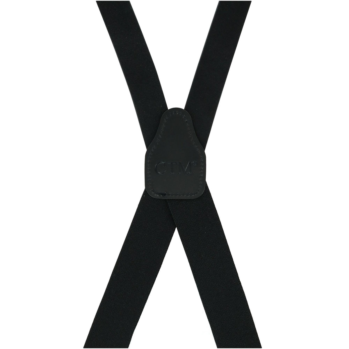 CTM® Men's Big & Tall Smooth Leather Suspenders with Metal Swivel Hook End - Black