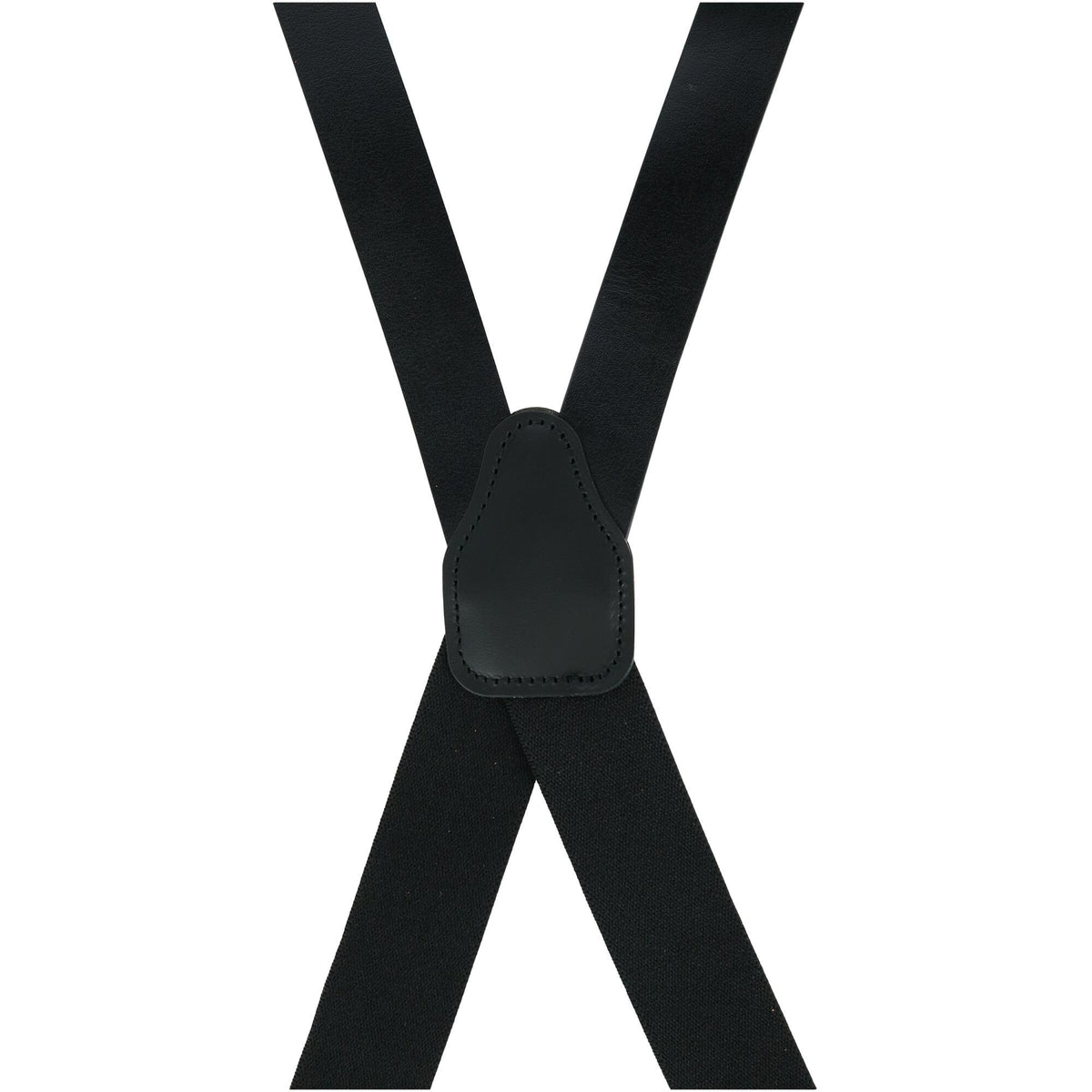 CTM® Men's Big & Tall Smooth Leather Suspenders with Metal Swivel Hook End - Black