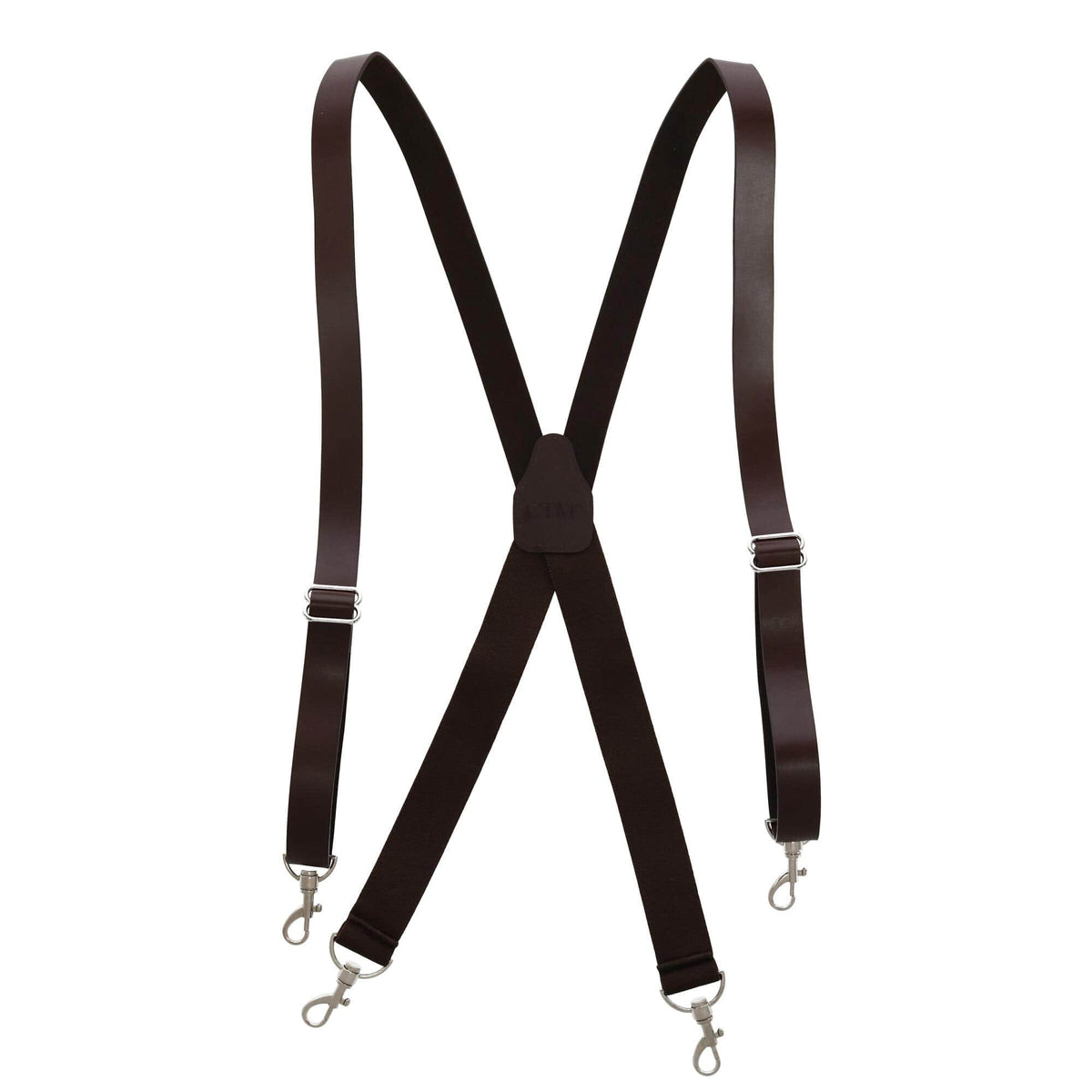 CTM® Men's Big & Tall Smooth Leather Suspenders with Metal Swivel Hook End