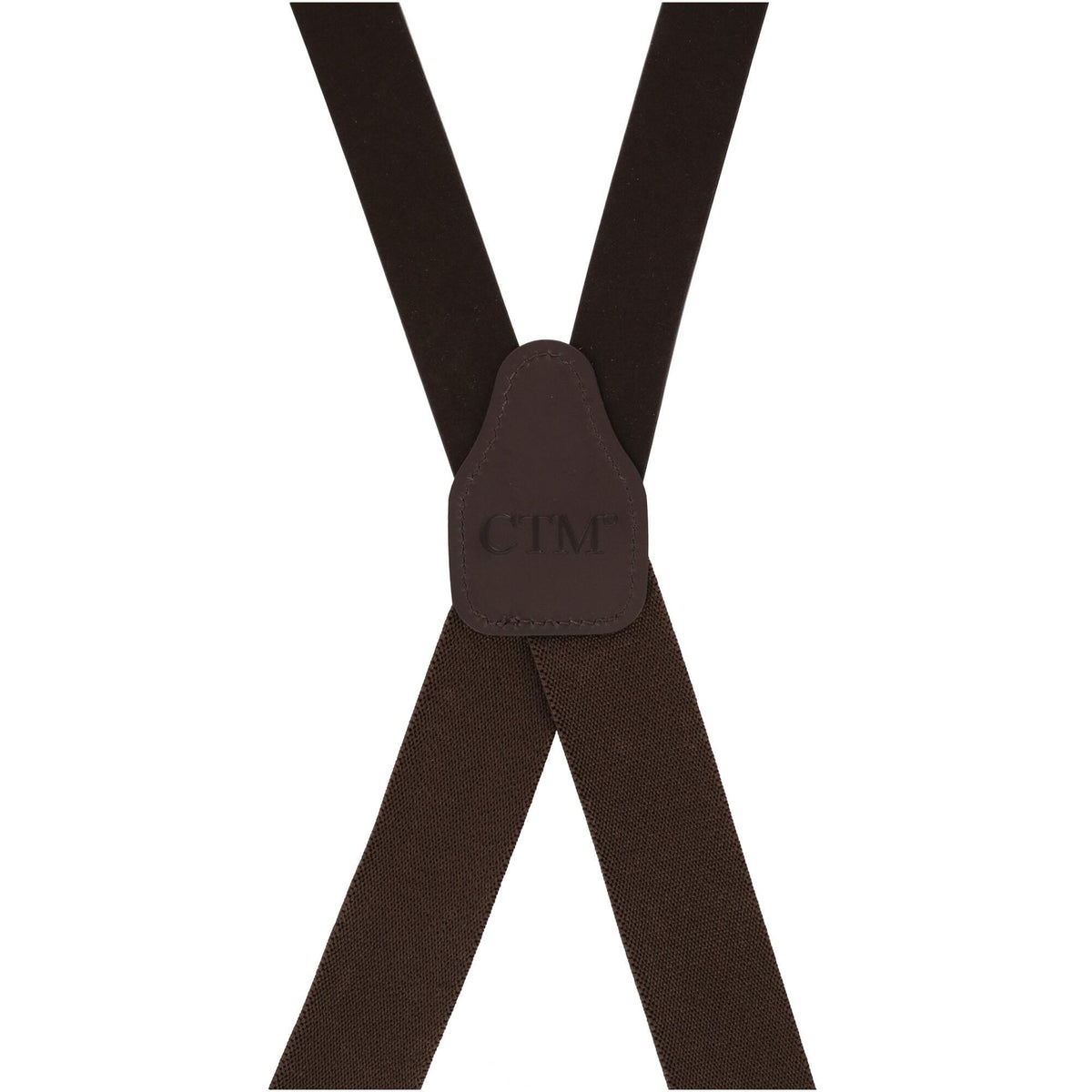 CTM® Men's Big & Tall Smooth Leather Suspenders with Metal Swivel Hook End - Brown