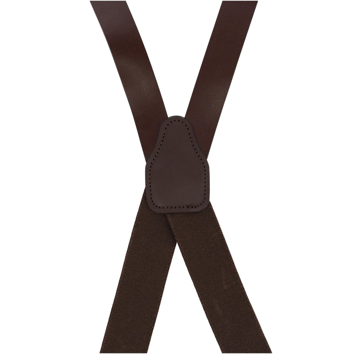CTM® Men's Big & Tall Smooth Leather Suspenders with Metal Swivel Hook End - Brown