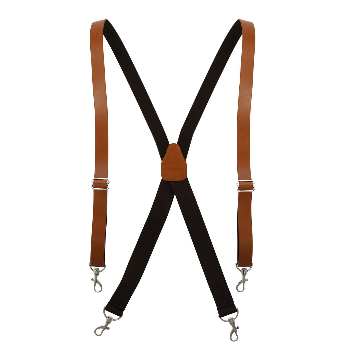 CTM® Men's Big & Tall Smooth Leather Suspenders with Metal Swivel Hook End