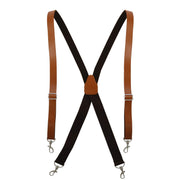 Men's Big & Tall Smooth Leather Suspenders with Metal Swivel Hook End