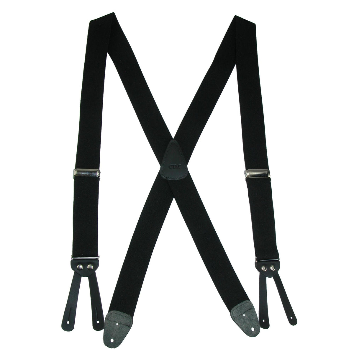 CTM® Men's Elastic Basic X-Back Button-End Suspenders - Black