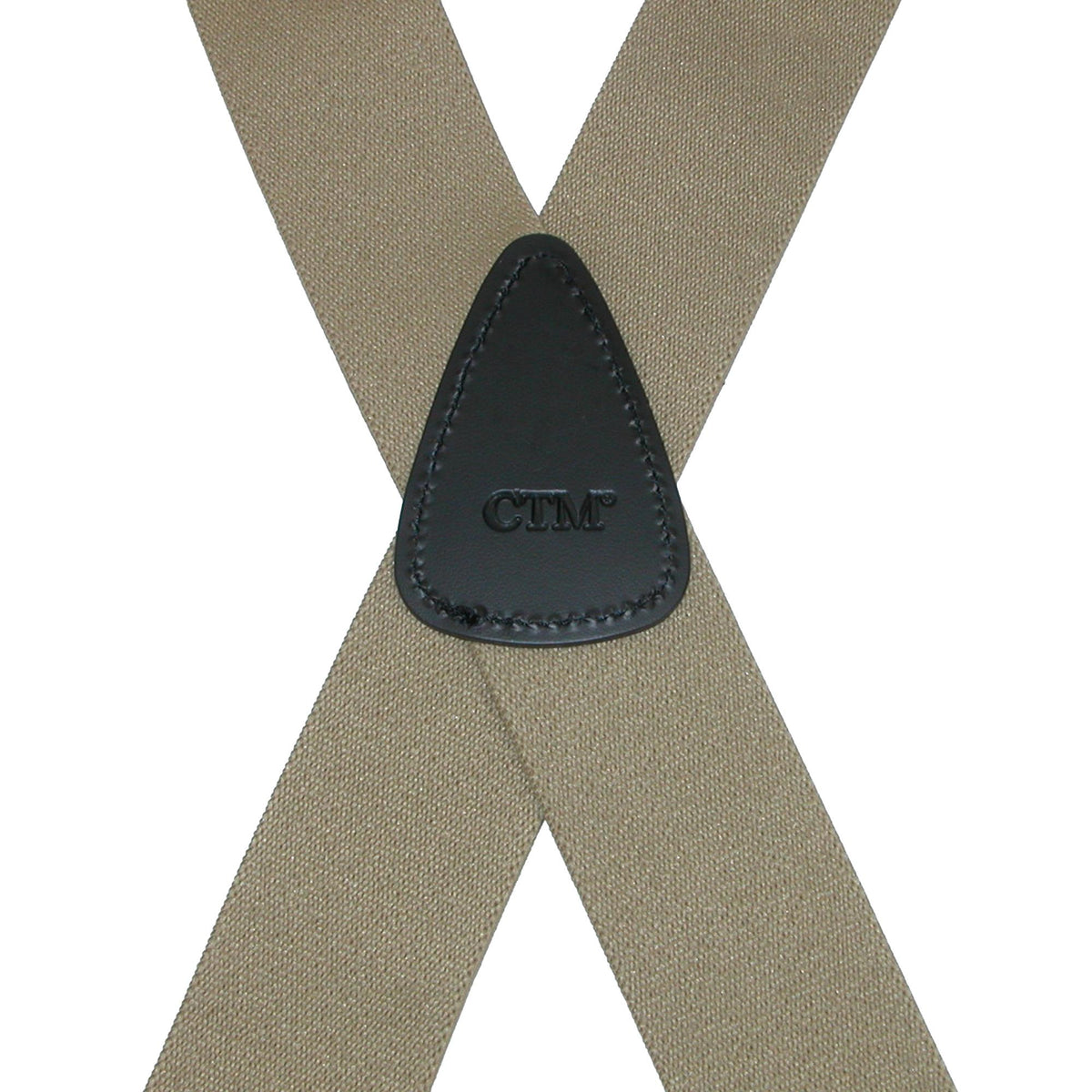 CTM® Men's Elastic Basic X-Back Button-End Suspenders - Khaki