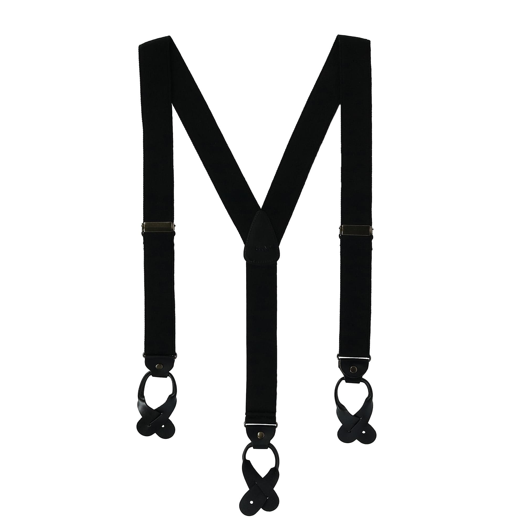 CTM® Men's Canvas Button-End Old West Suspenders (Tall Available) - Black