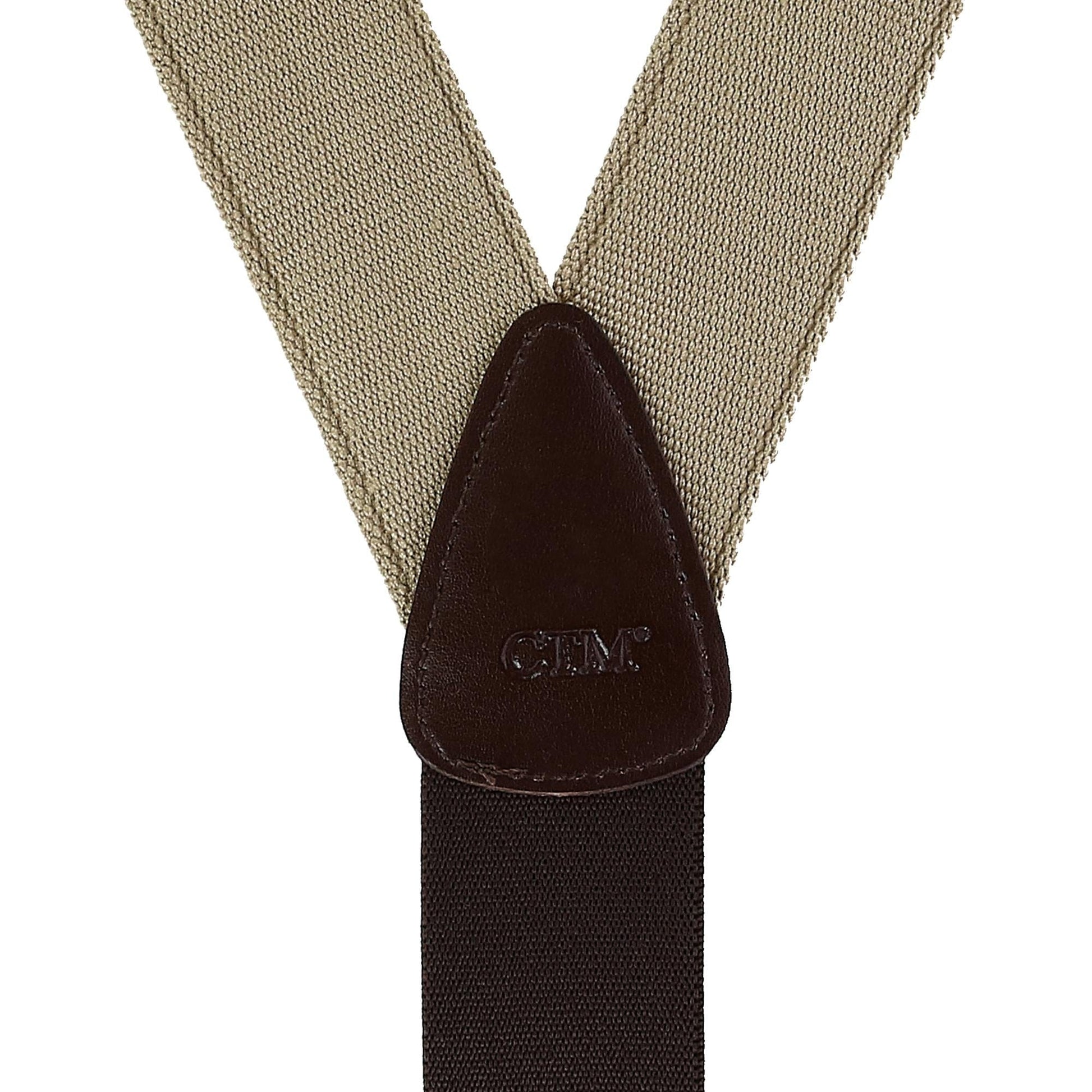 CTM® Men's Canvas Button-End Old West Suspenders (Tall Available) - Khaki