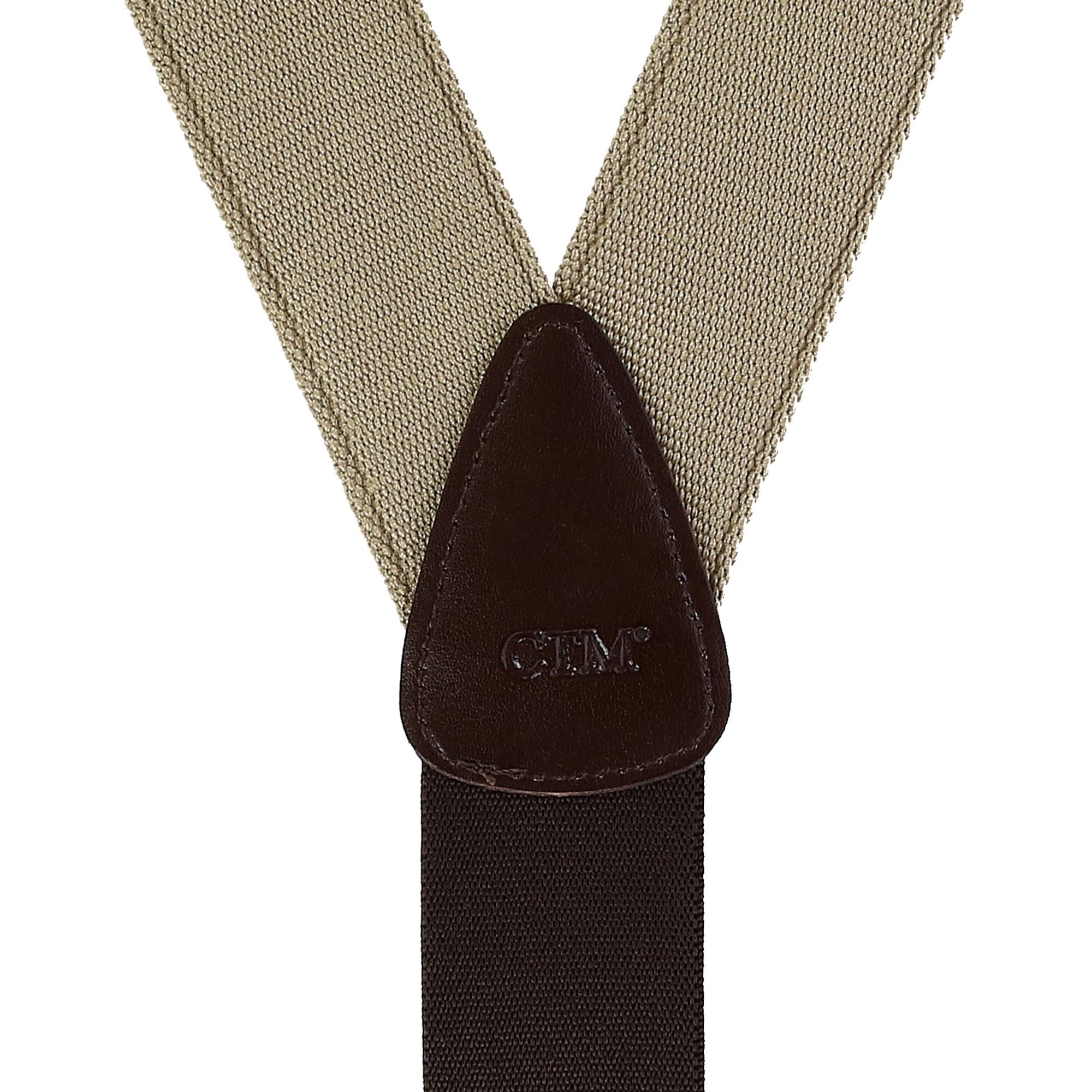 CTM® Men's Canvas Button-End Old West Suspenders (Tall Available) - Khaki