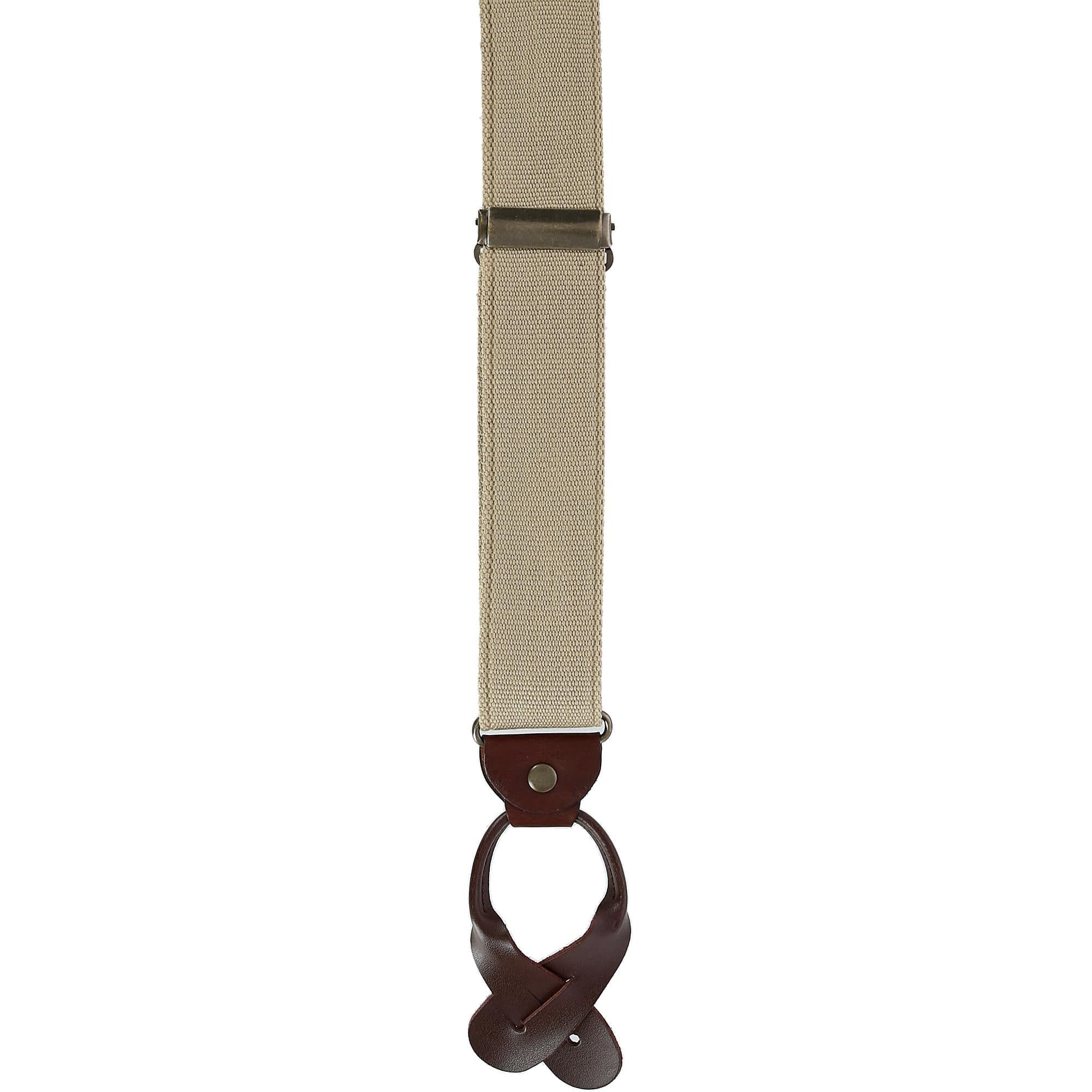 CTM® Men's Canvas Button-End Old West Suspenders (Tall Available) - Khaki