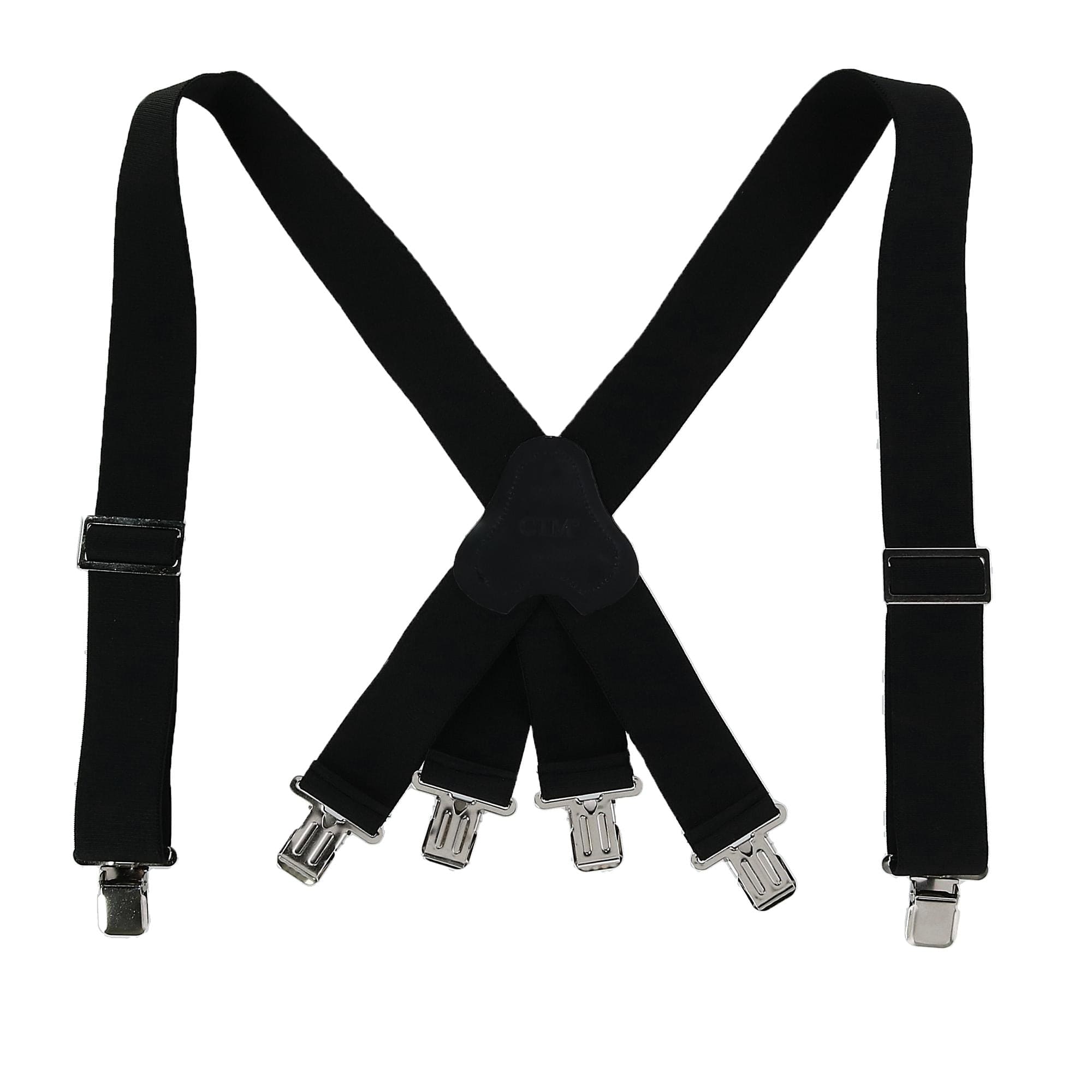 CTM® Men's Elastic Clip-End 2 Inch Fireman Suspenders - Black