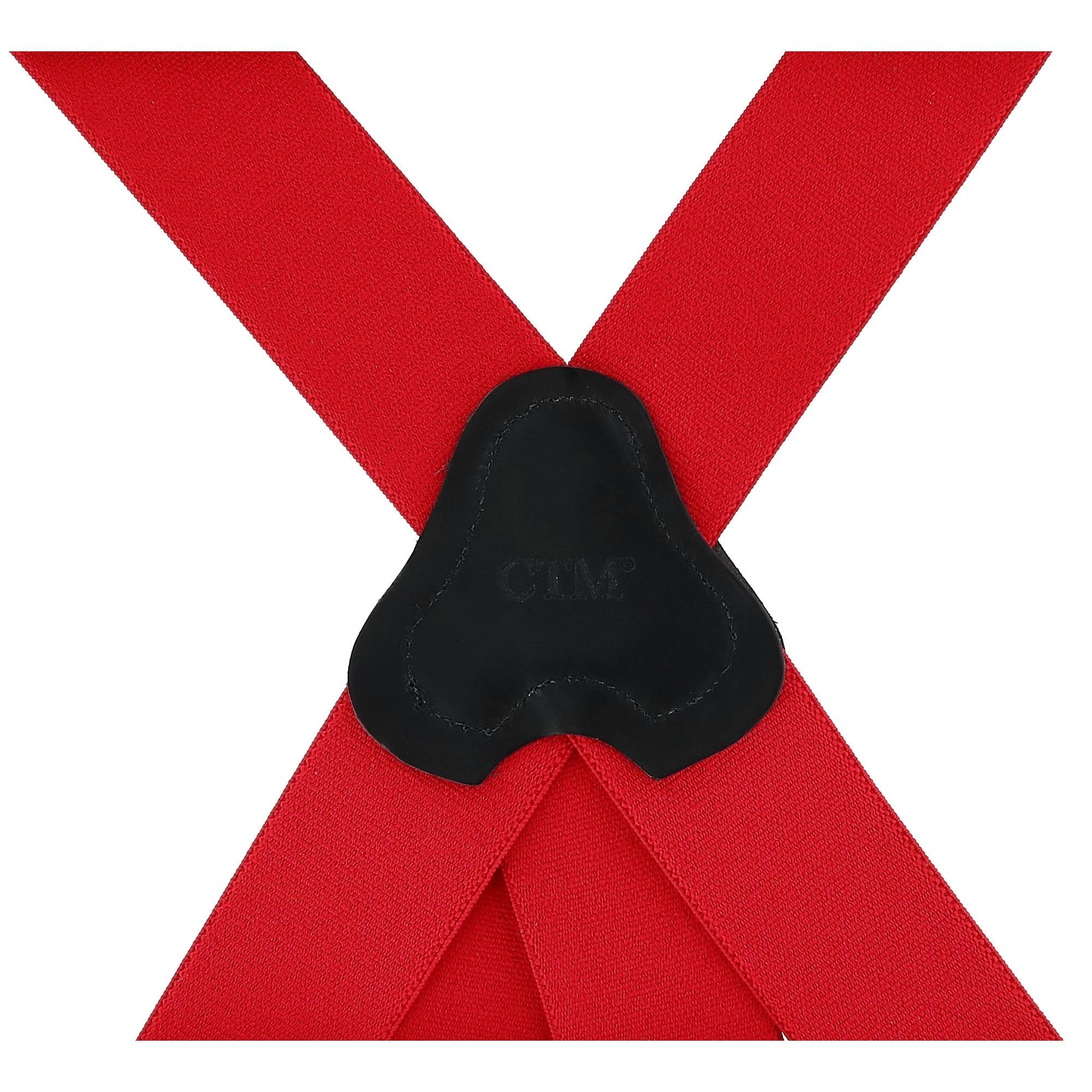 CTM® Men's Elastic Clip-End 2 Inch Fireman Suspenders - Red