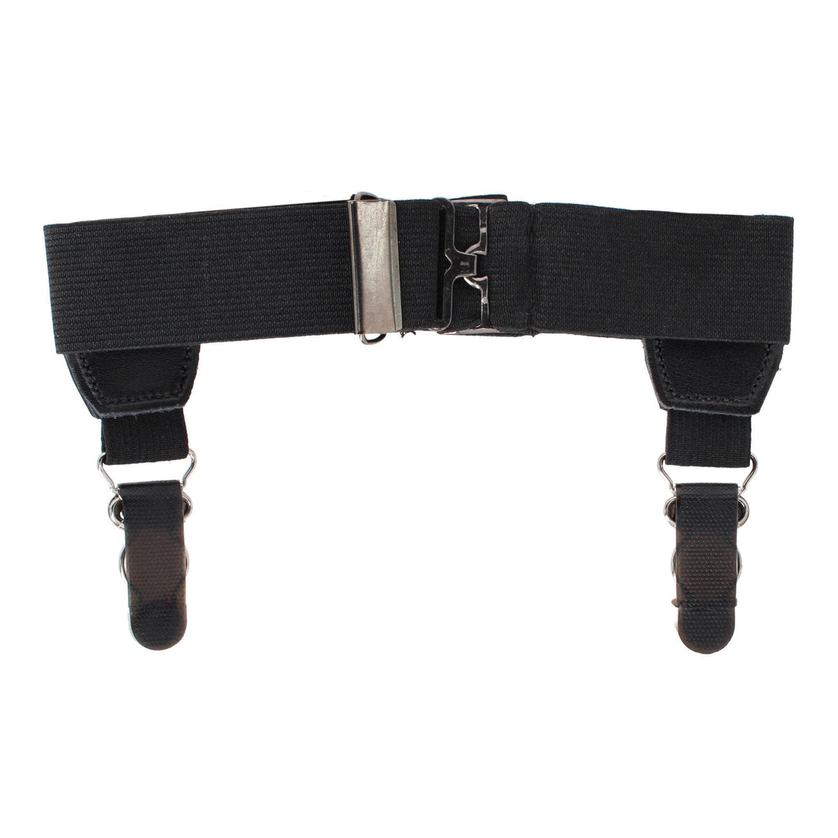 CTM® Men's Elastic 1 Inch Sock Garters with 2 Clips - Black