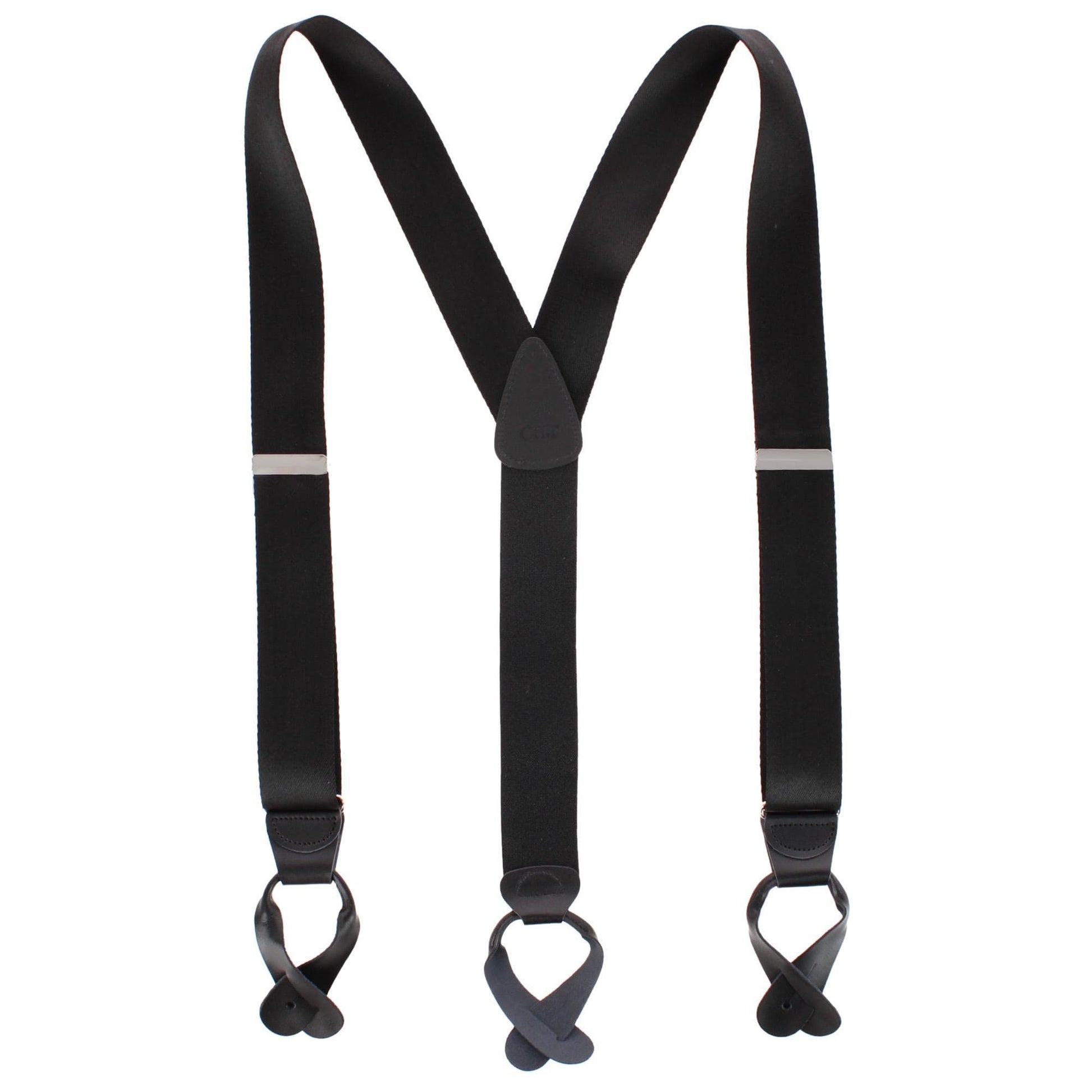 CTM® Men's 1.5 Inch Silky Feel Manhattan Button End Suspenders