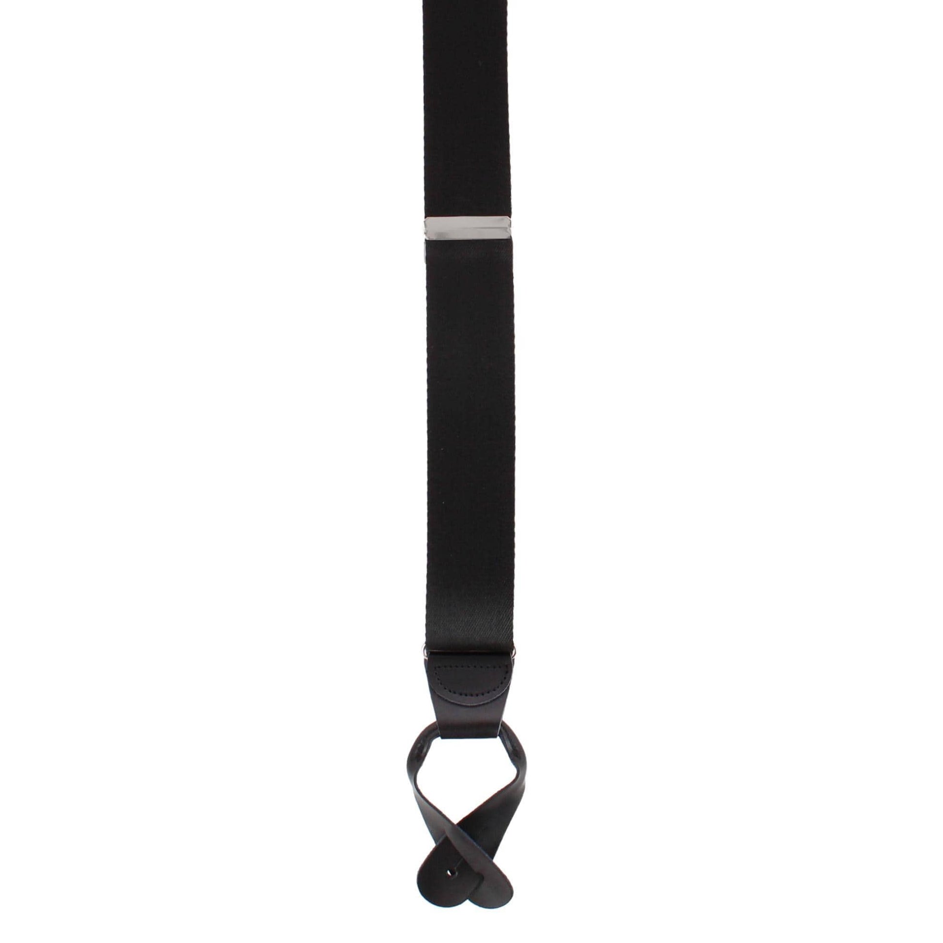 CTM® Men's 1.5 Inch Silky Feel Manhattan Button End Suspenders - Black