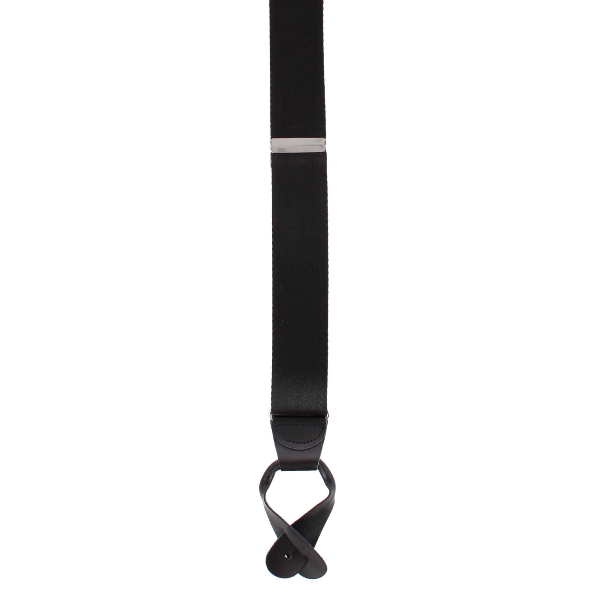 CTM® Men's 1.5 Inch Silky Feel Manhattan Button End Suspenders - Black