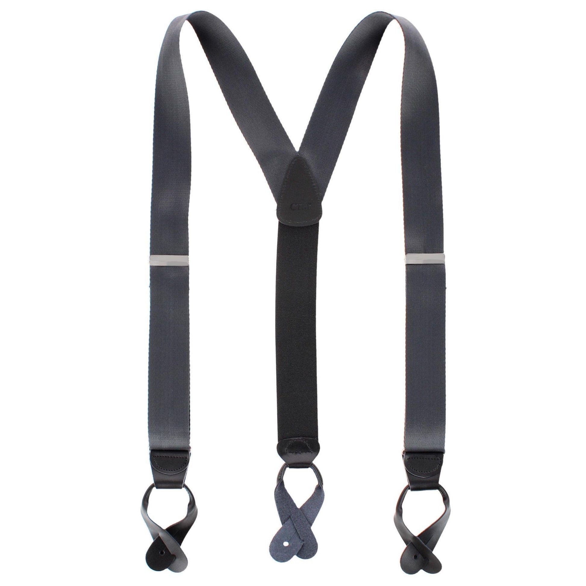 CTM® Men's 1.5 Inch Silky Feel Manhattan Button End Suspenders