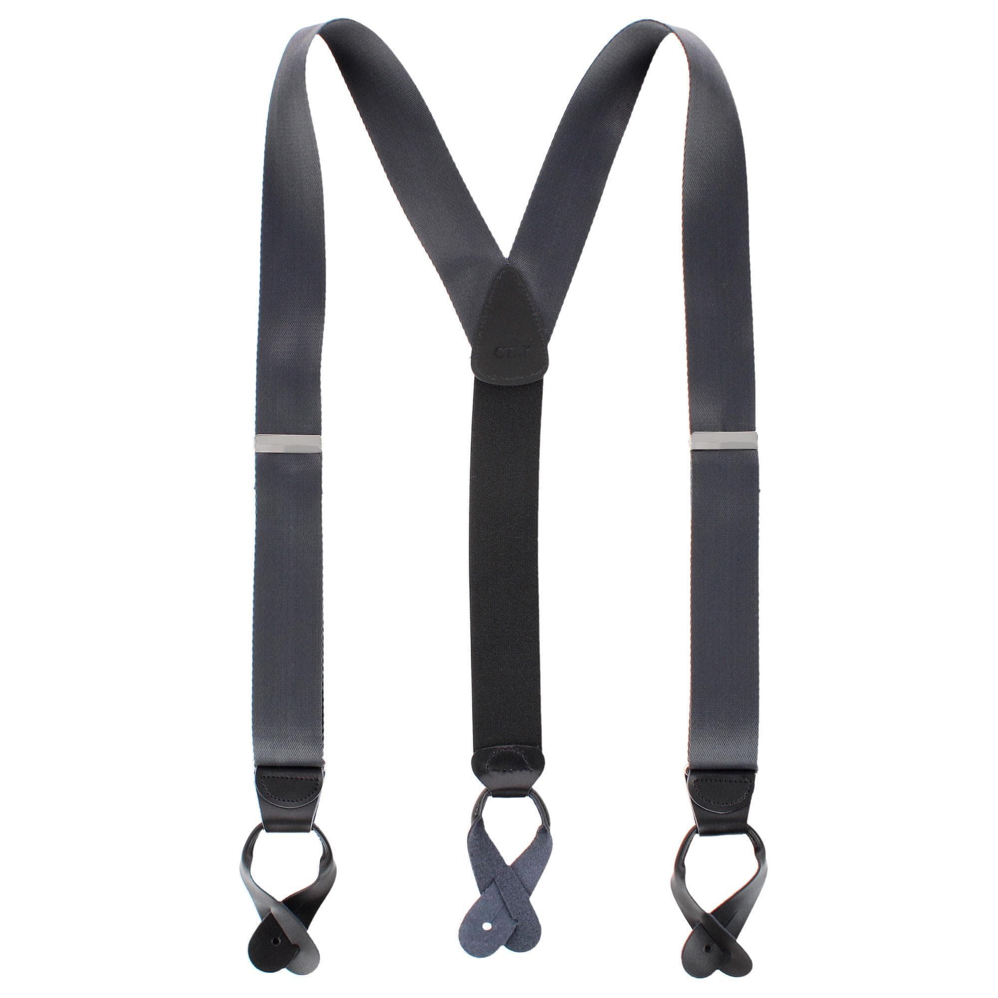 CTM® Men's 1.5 Inch Silky Feel Manhattan Button End Suspenders