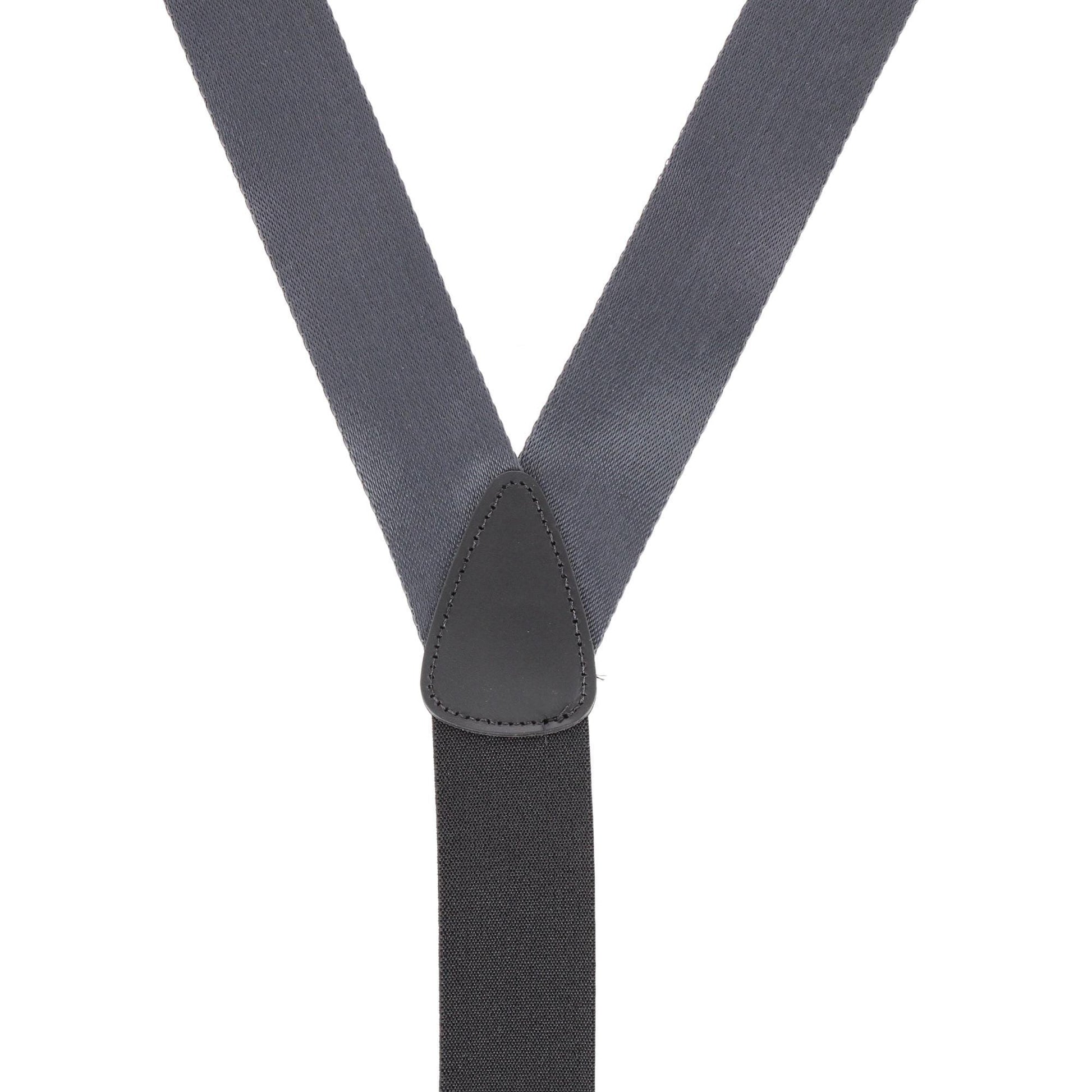 CTM® Men's 1.5 Inch Silky Feel Manhattan Button End Suspenders - Dark Gray