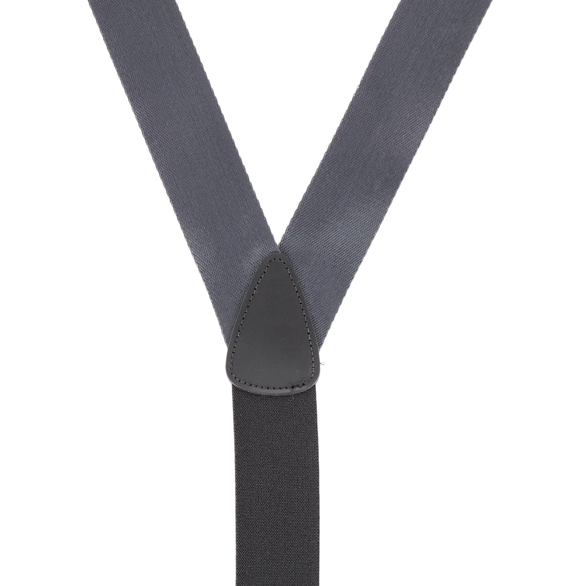 CTM® Men's 1.5 Inch Silky Feel Manhattan Button End Suspenders - Dark Gray