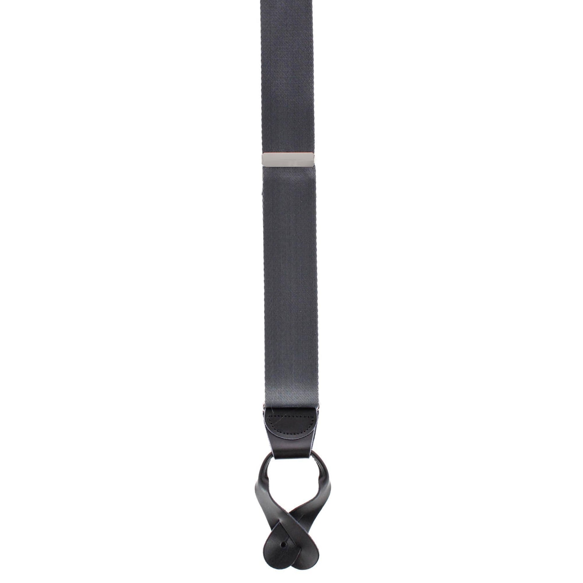 CTM® Men's 1.5 Inch Silky Feel Manhattan Button End Suspenders - Dark Gray