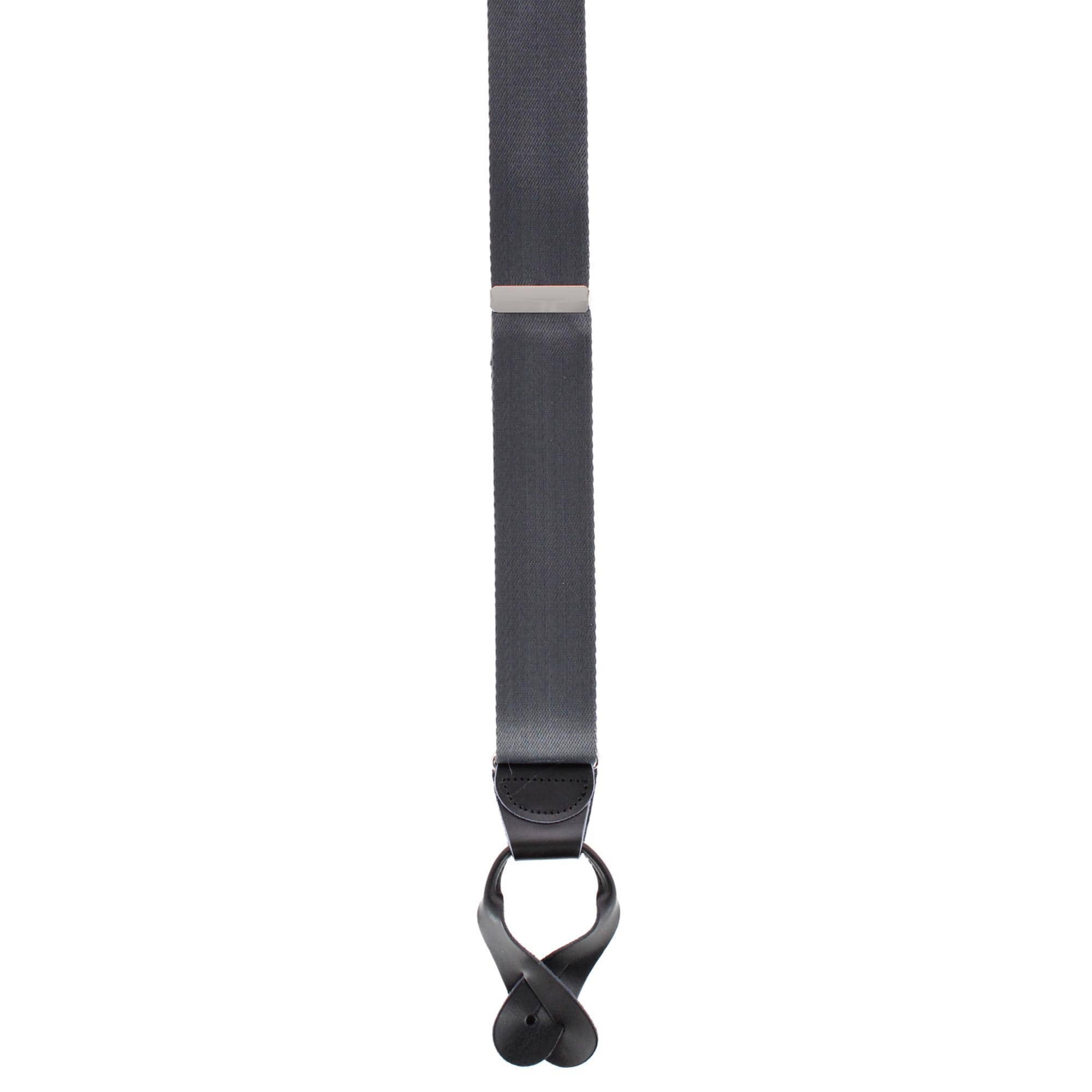 CTM® Men's 1.5 Inch Silky Feel Manhattan Button End Suspenders - Dark Gray