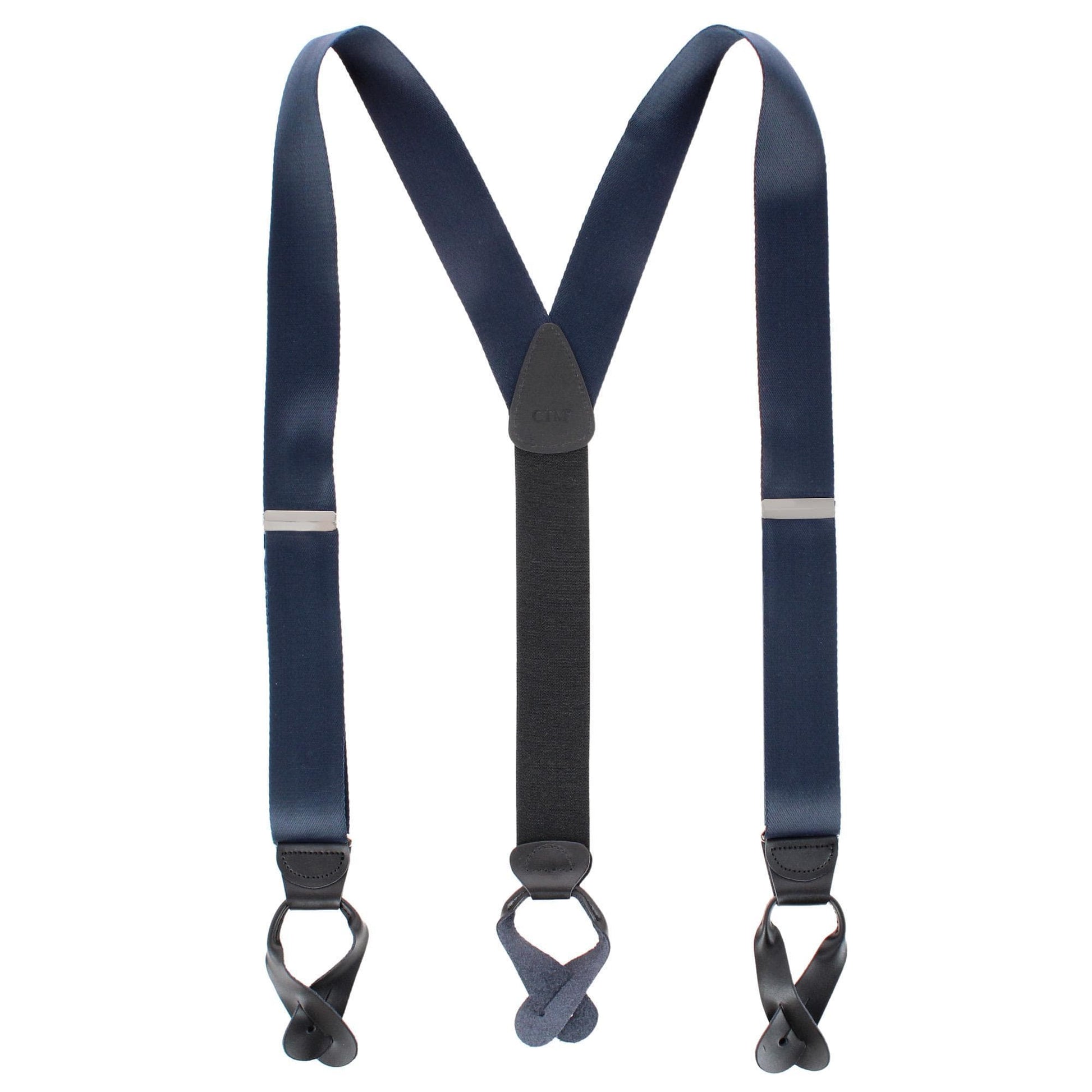 CTM® Men's 1.5 Inch Silky Feel Manhattan Button End Suspenders