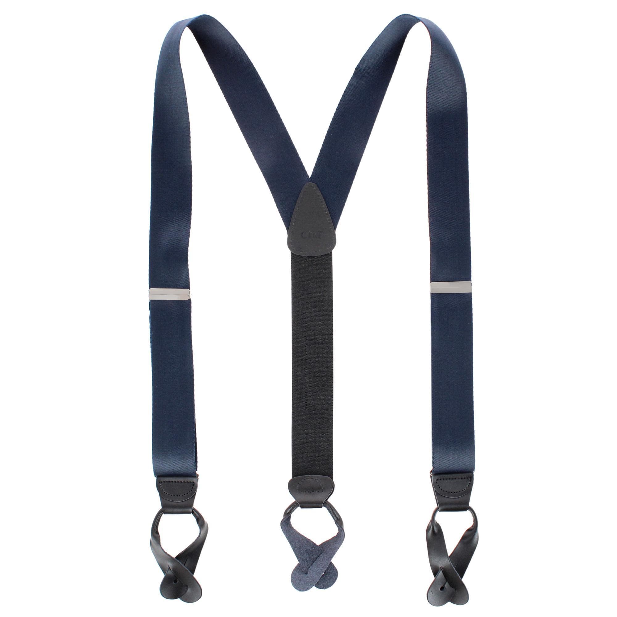CTM® Men's 1.5 Inch Silky Feel Manhattan Button End Suspenders