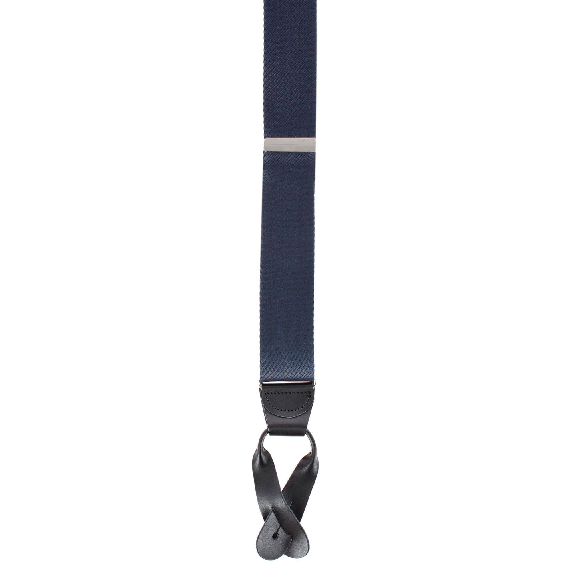 CTM® Men's 1.5 Inch Silky Feel Manhattan Button End Suspenders - Navy