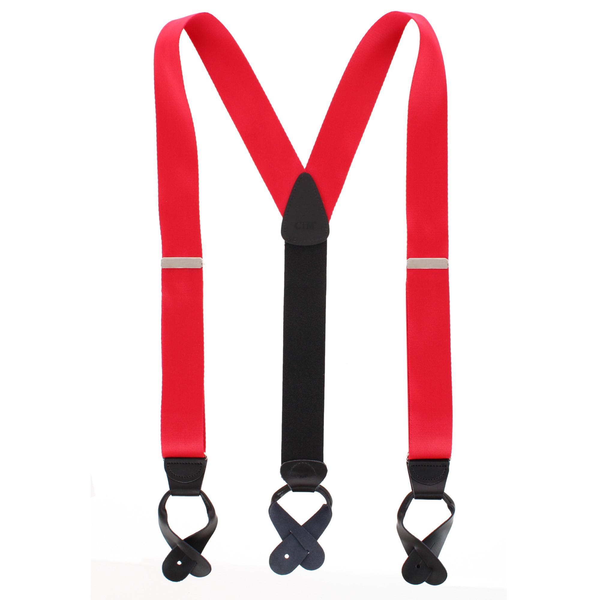 CTM® Men's 1.5 Inch Silky Feel Manhattan Button End Suspenders