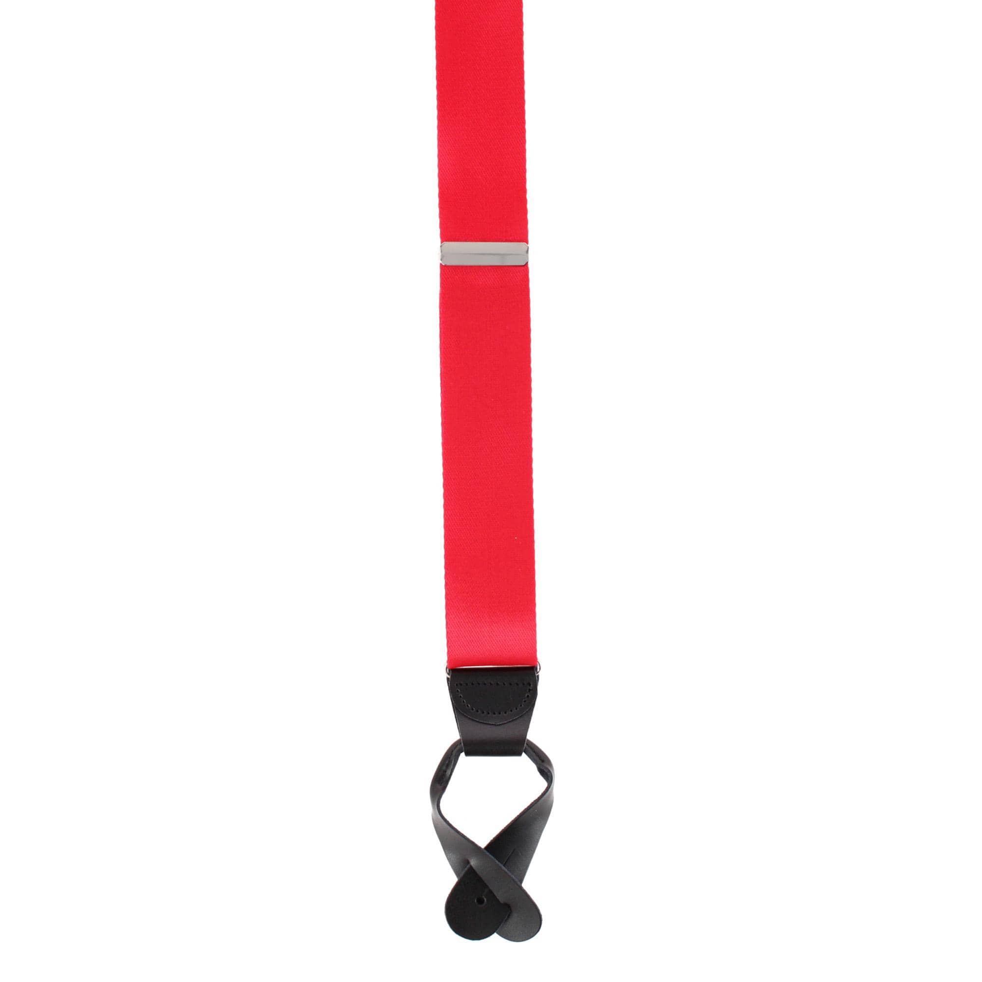 CTM® Men's 1.5 Inch Silky Feel Manhattan Button End Suspenders - Red