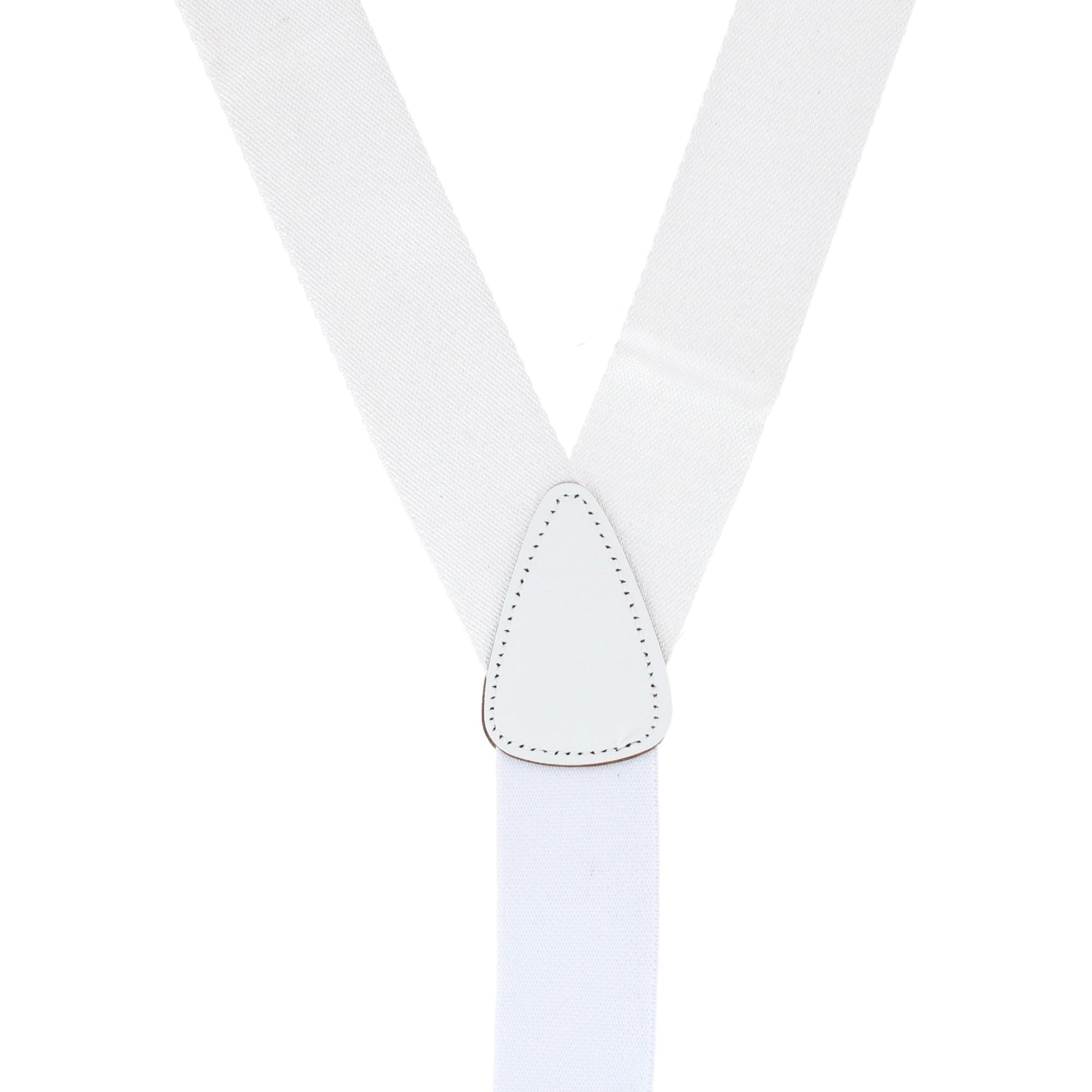 CTM® Men's 1.5 Inch Silky Feel Manhattan Button End Suspenders - White