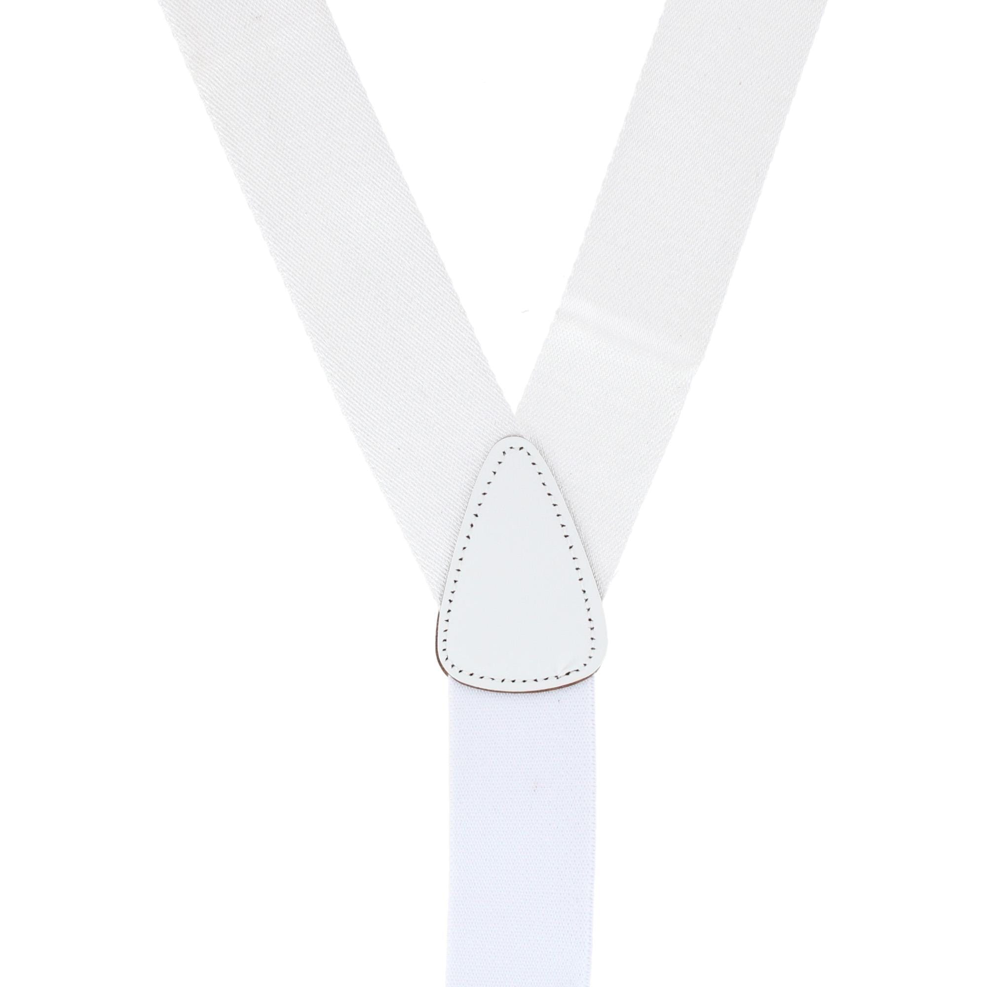 CTM® Men's 1.5 Inch Silky Feel Manhattan Button End Suspenders - White