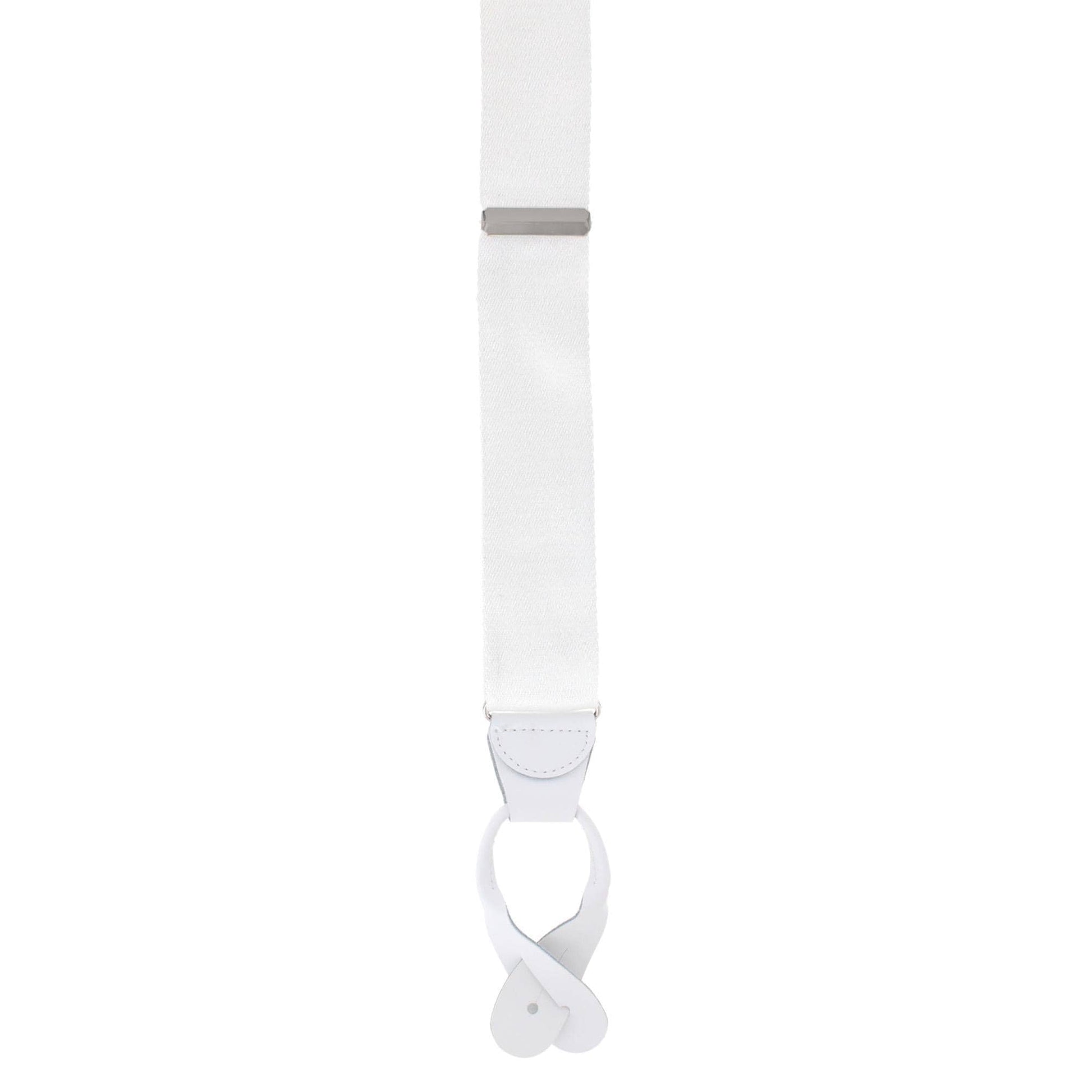 CTM® Men's 1.5 Inch Silky Feel Manhattan Button End Suspenders - White