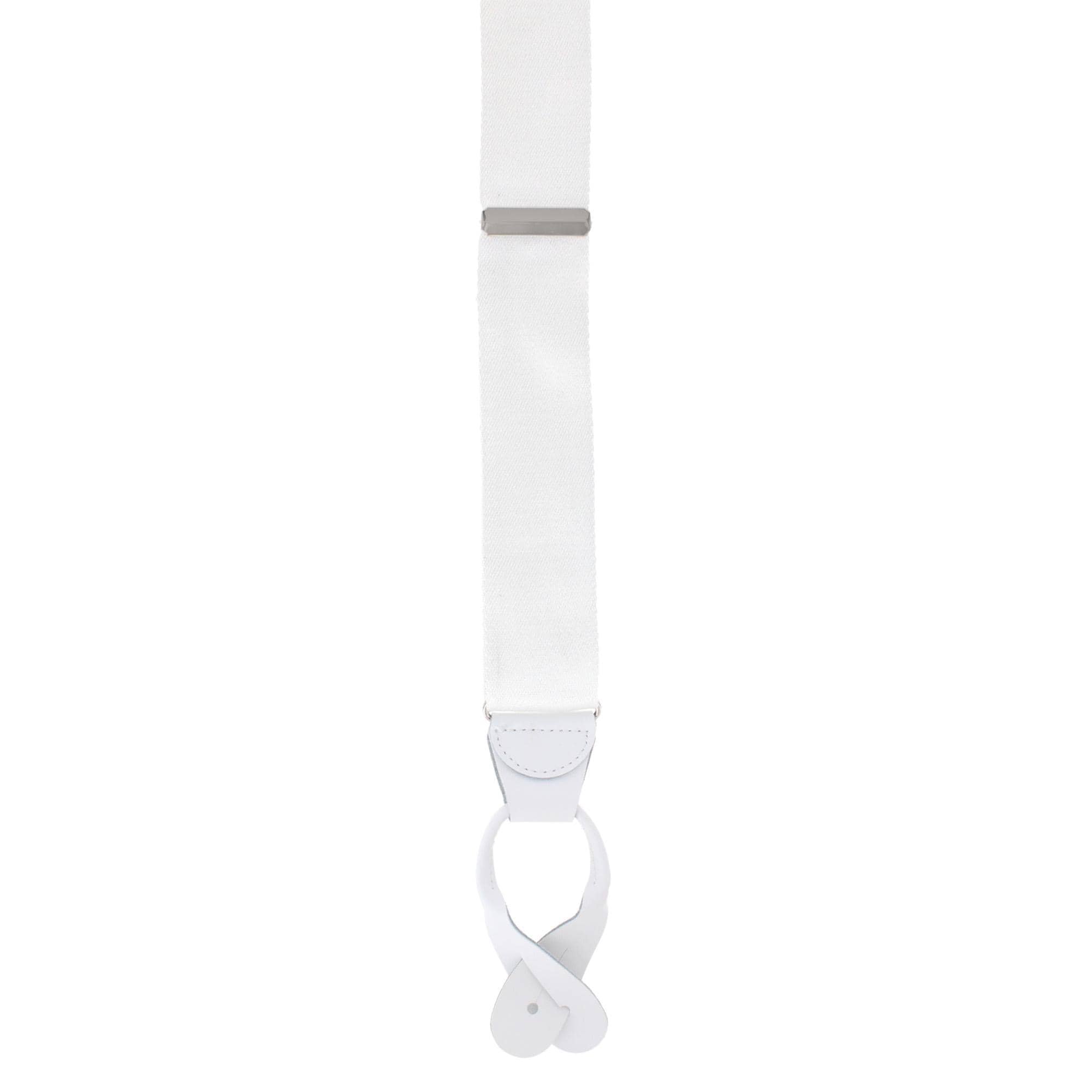 CTM® Men's 1.5 Inch Silky Feel Manhattan Button End Suspenders - White